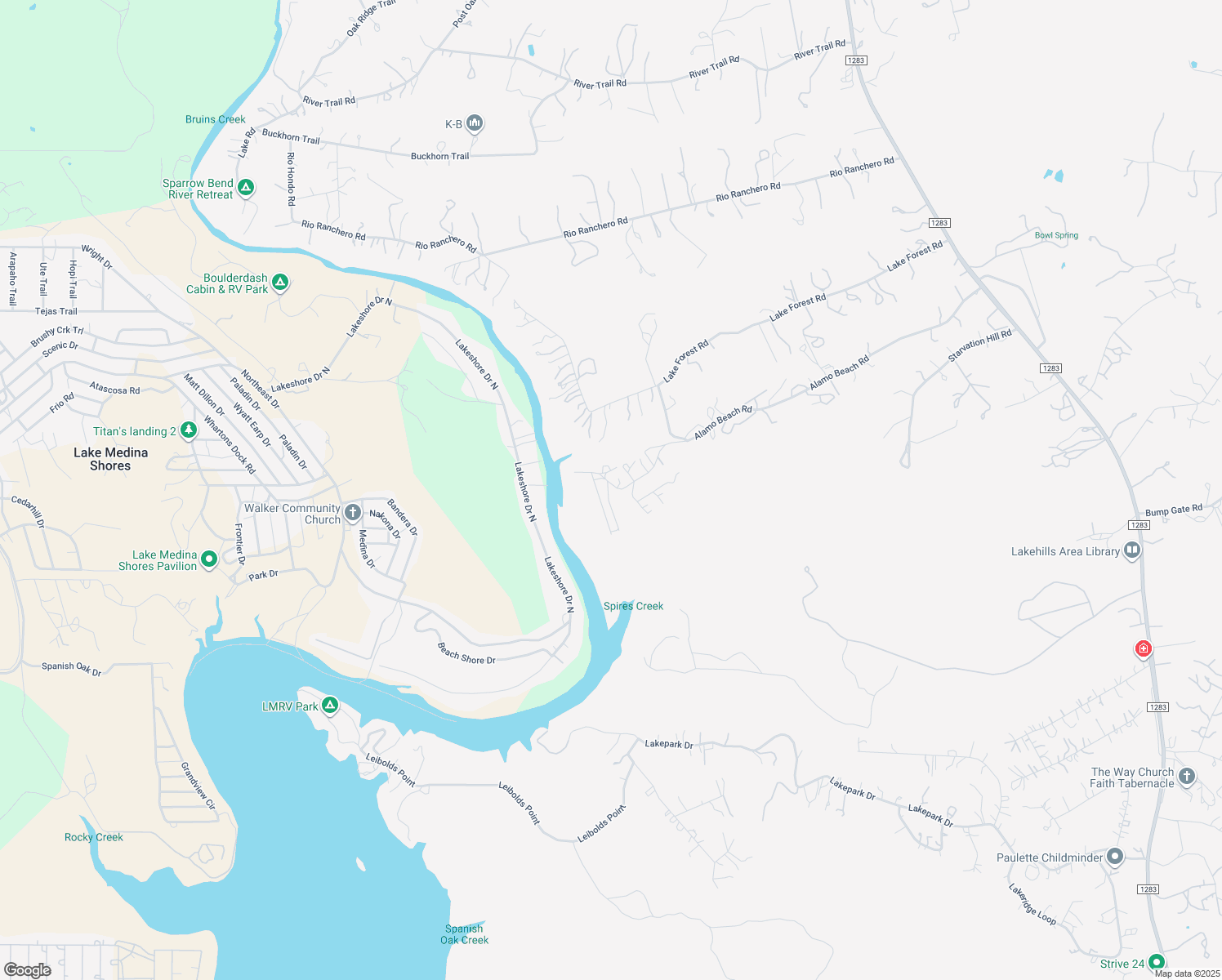map of restaurants, bars, coffee shops, grocery stores, and more near 133 Alamo Drive in Pipe Creek