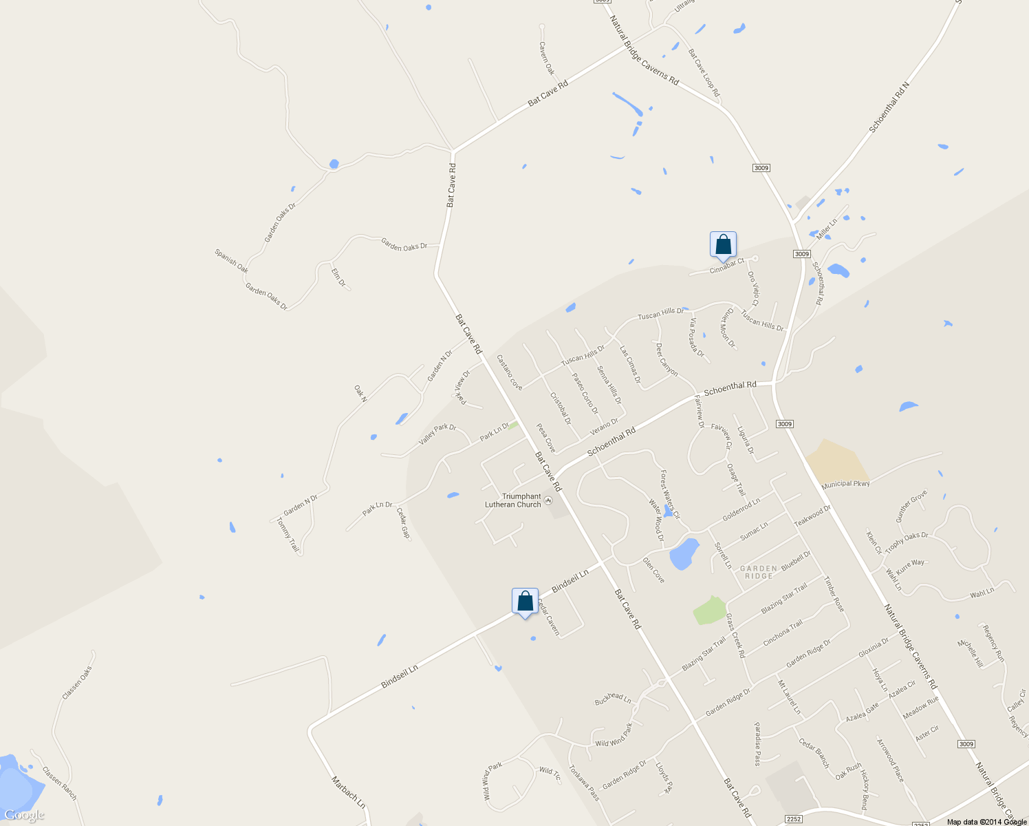 map of restaurants, bars, coffee shops, grocery stores, and more near 21835 Bat Cave Rd in Garden Ridge