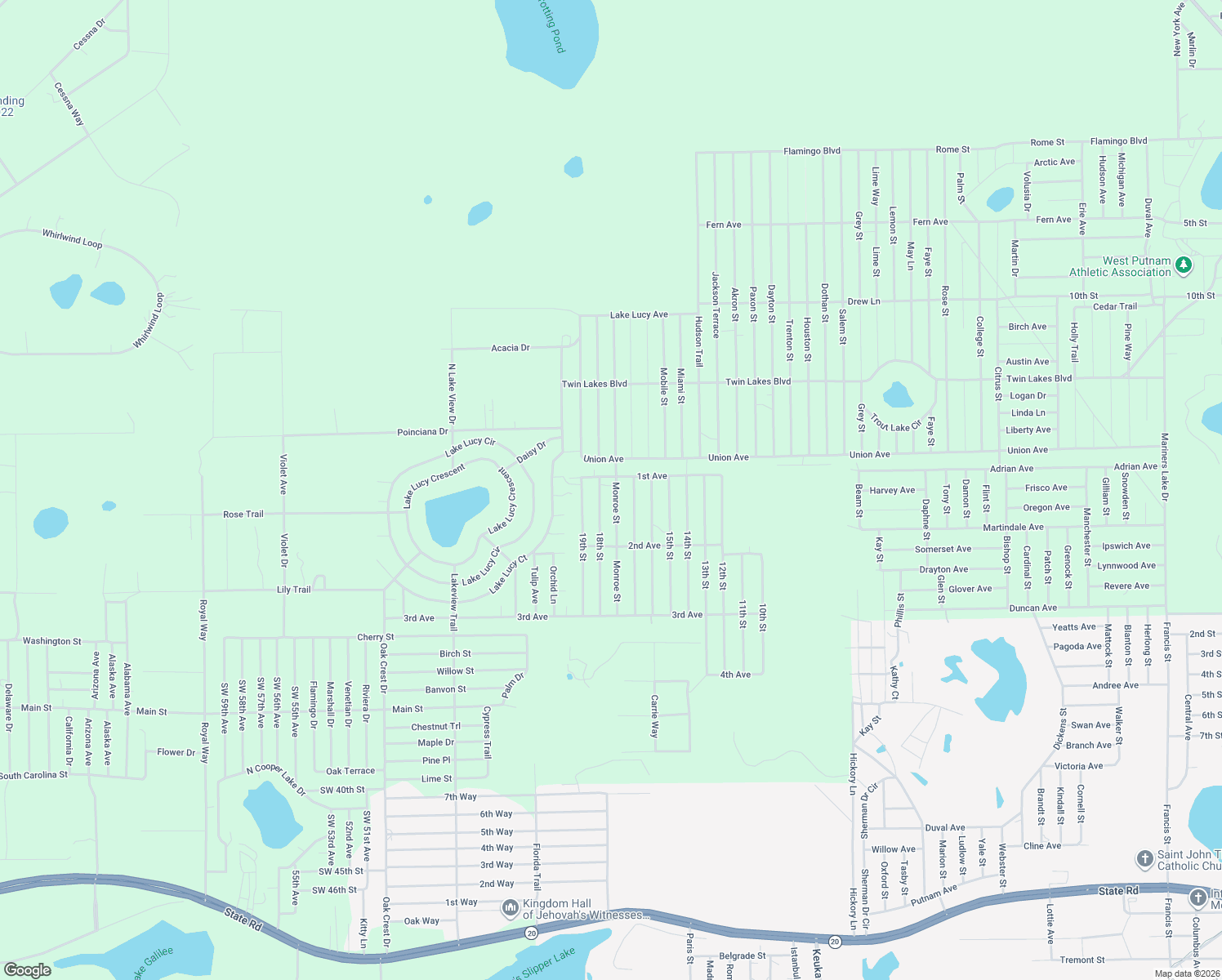 map of restaurants, bars, coffee shops, grocery stores, and more near 245 Monroe Street in Interlachen
