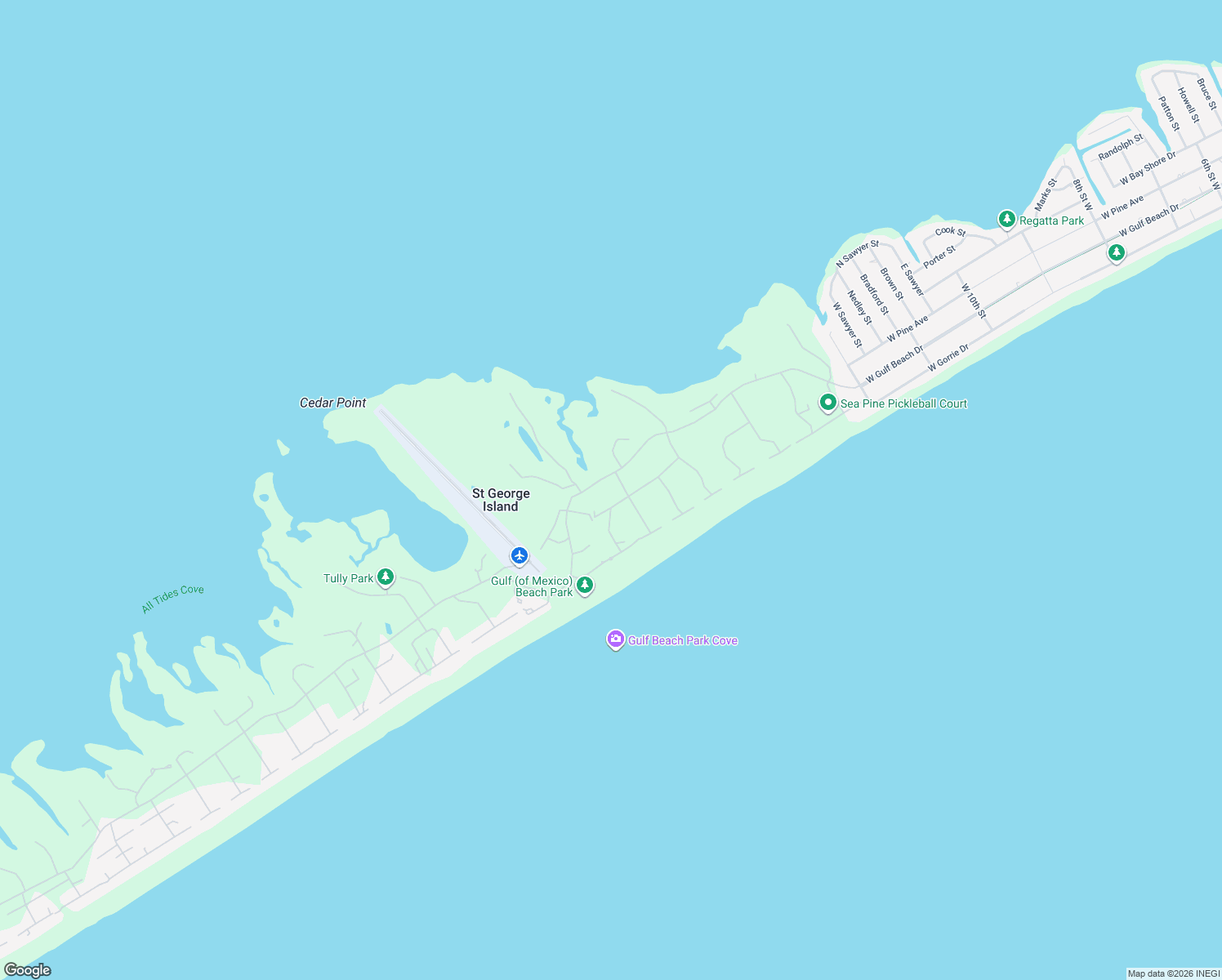 map of restaurants, bars, coffee shops, grocery stores, and more near 1448 Blueberry Road in Eastpoint