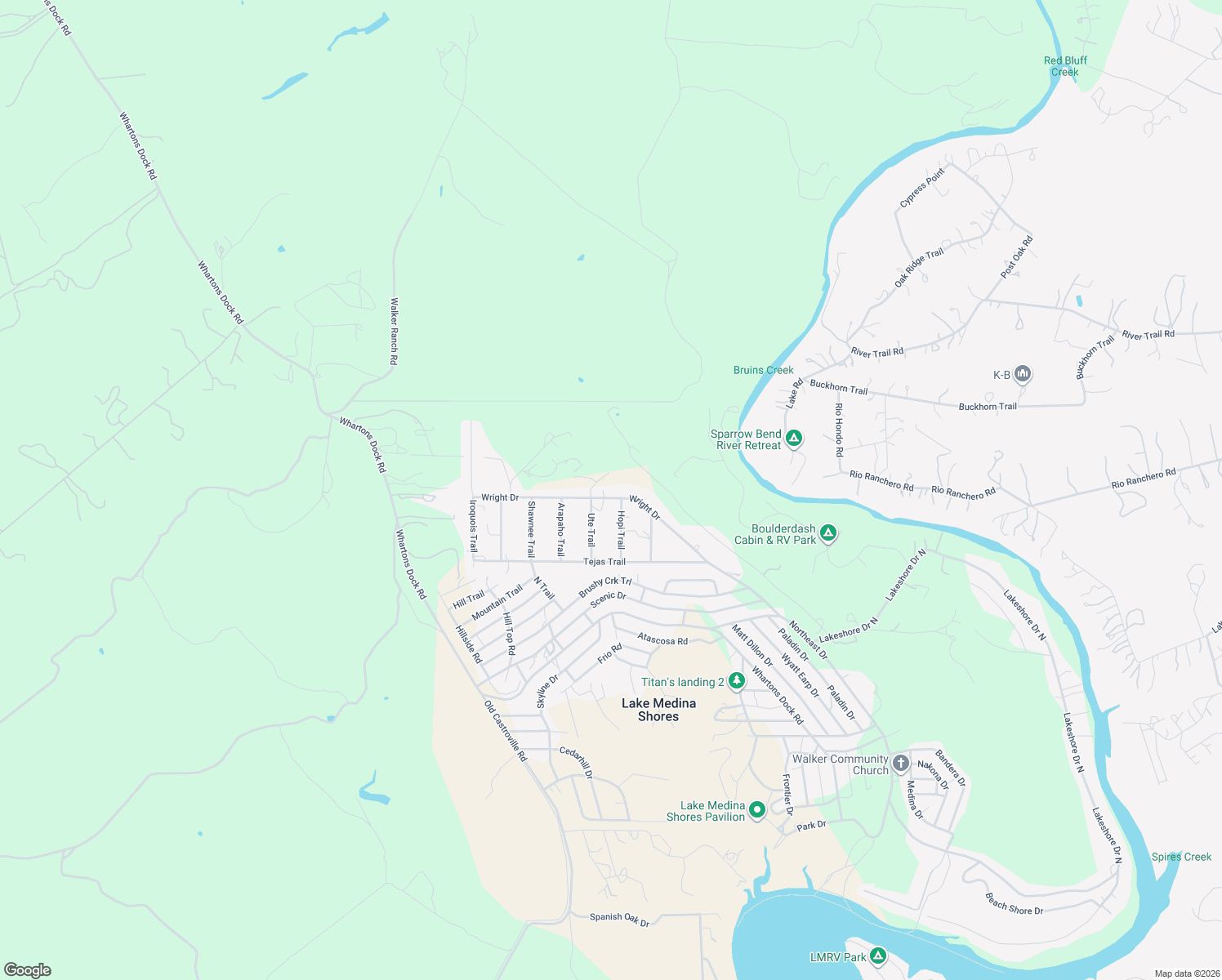 map of restaurants, bars, coffee shops, grocery stores, and more near 760 Wright Drive in Bandera