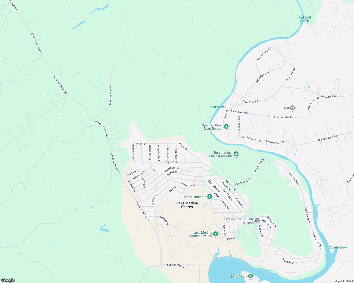 map of restaurants, bars, coffee shops, grocery stores, and more near 760 Wright Drive in Bandera