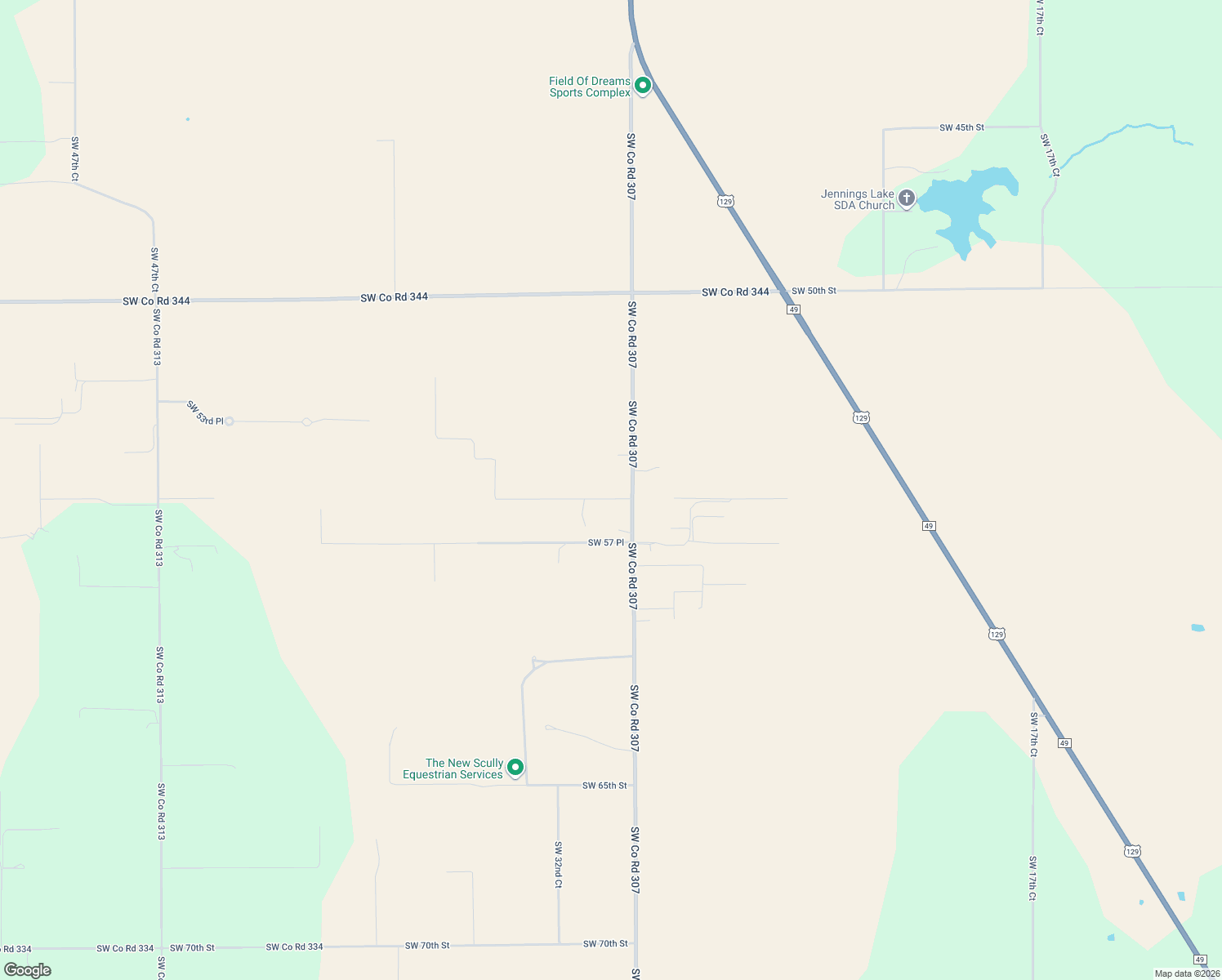 map of restaurants, bars, coffee shops, grocery stores, and more near 5599 Southwest Co Road 307 in Trenton