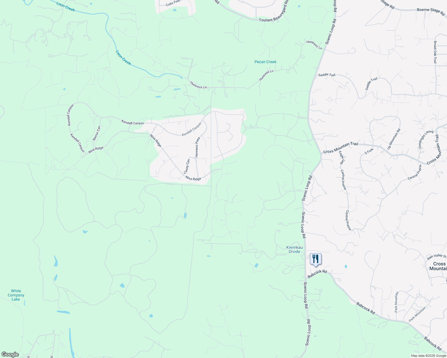 map of restaurants, bars, coffee shops, grocery stores, and more near 23213 Edens Canyon in San Antonio