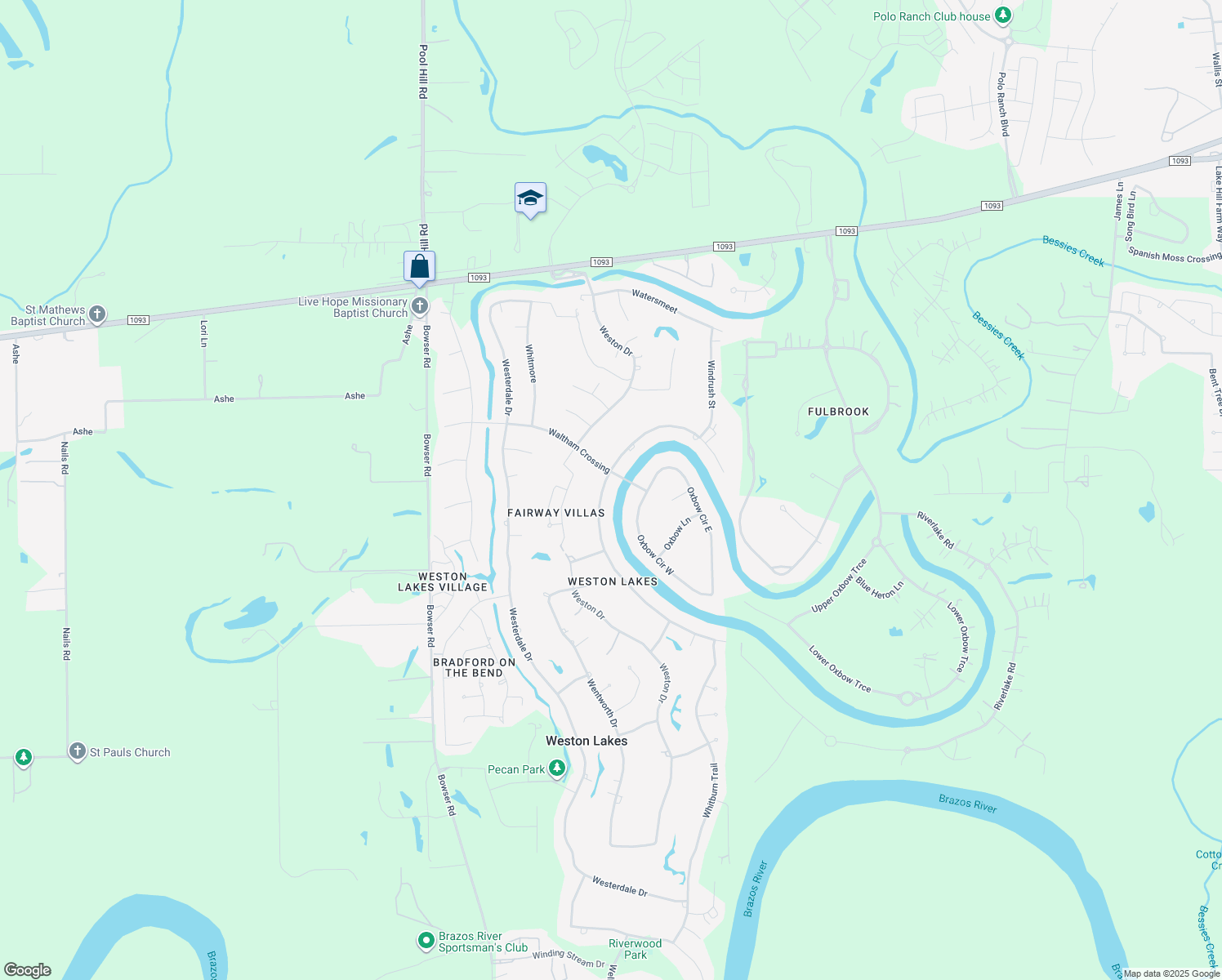 map of restaurants, bars, coffee shops, grocery stores, and more near 5014 Waterbeck Street in Fulshear