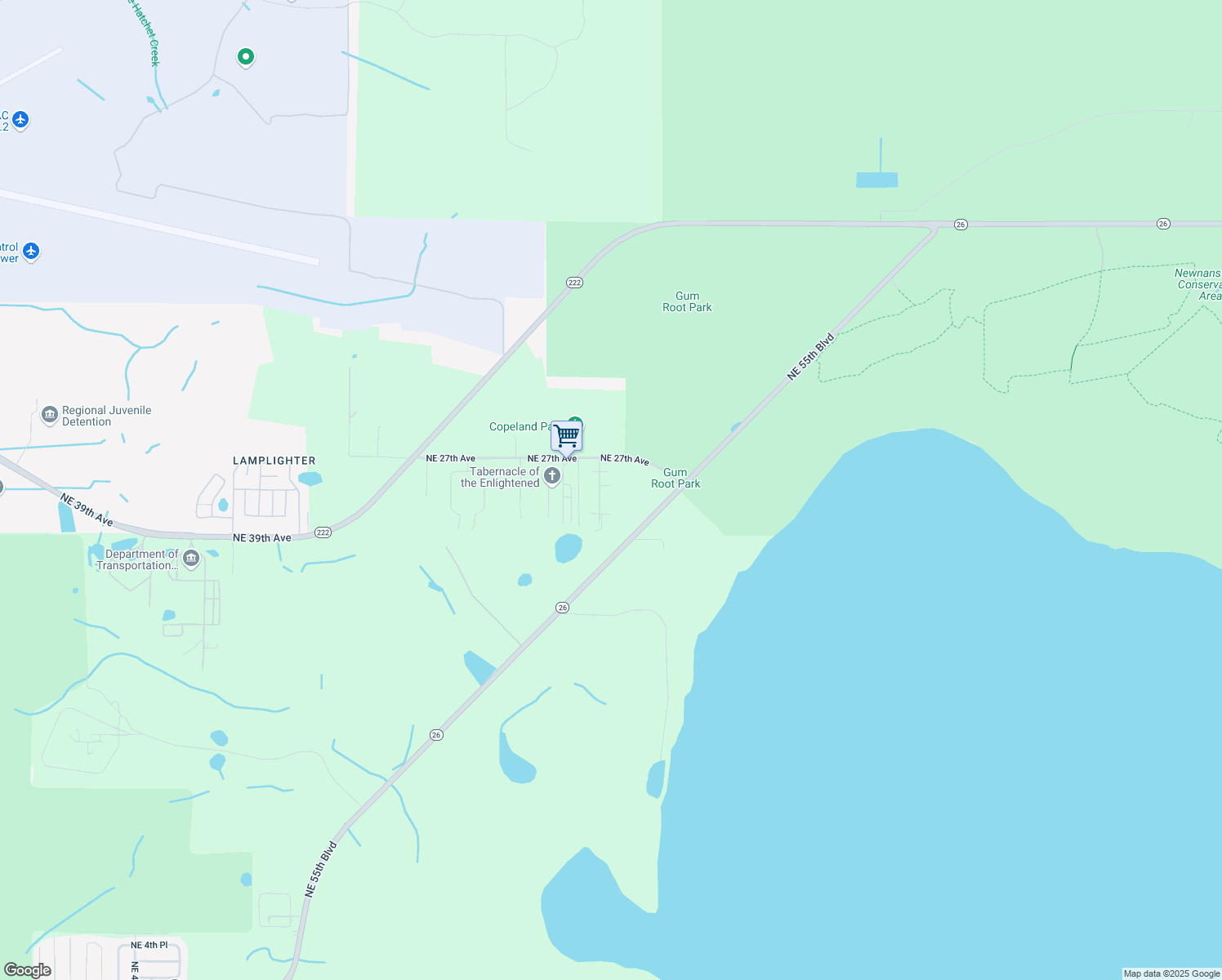 map of restaurants, bars, coffee shops, grocery stores, and more near 7215 Northeast 25th Place in Gainesville
