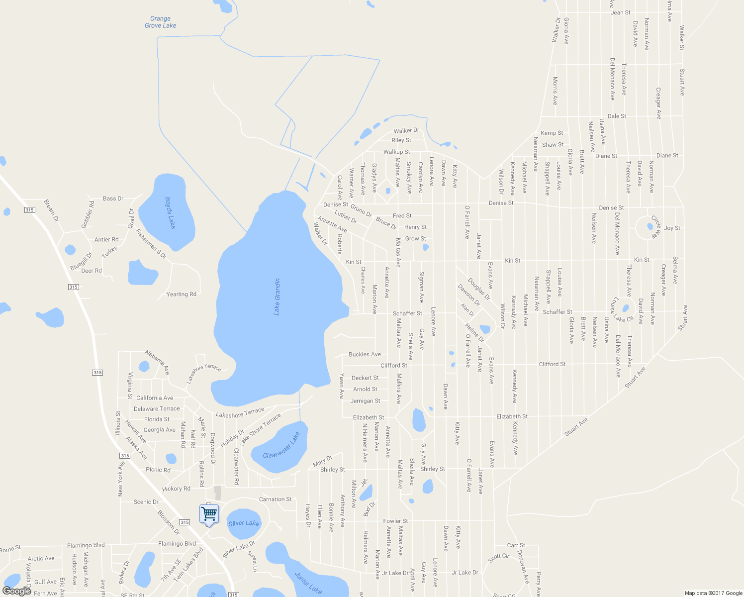 map of restaurants, bars, coffee shops, grocery stores, and more near 909 Marion Avenue in Interlachen