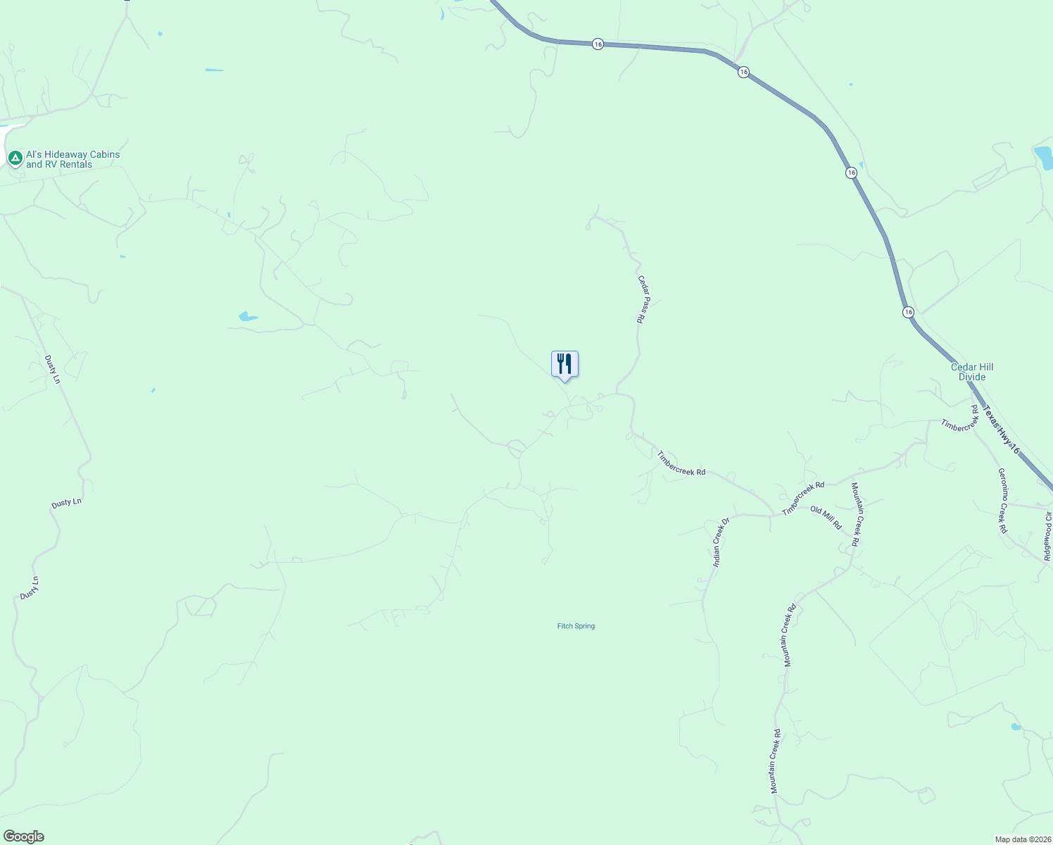 map of restaurants, bars, coffee shops, grocery stores, and more near 2281 Timbercreek Road in Pipe Creek