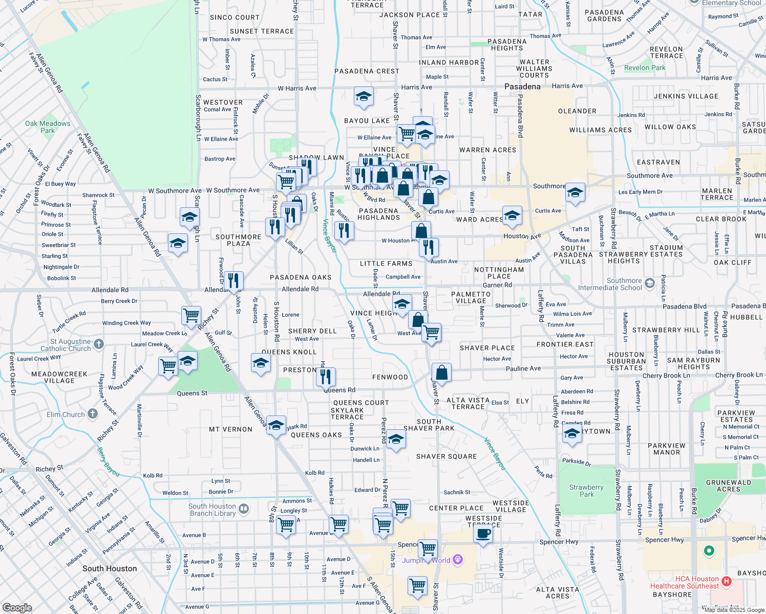 map of restaurants, bars, coffee shops, grocery stores, and more near 2012 Dade St in Pasadena