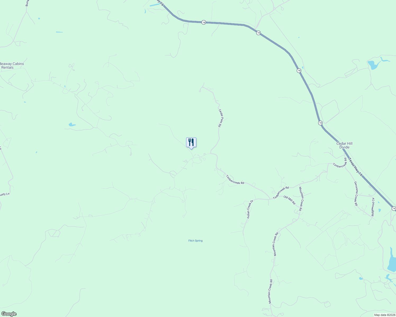 map of restaurants, bars, coffee shops, grocery stores, and more near 2159-2577 Timber Creek Road in Pipe Creek