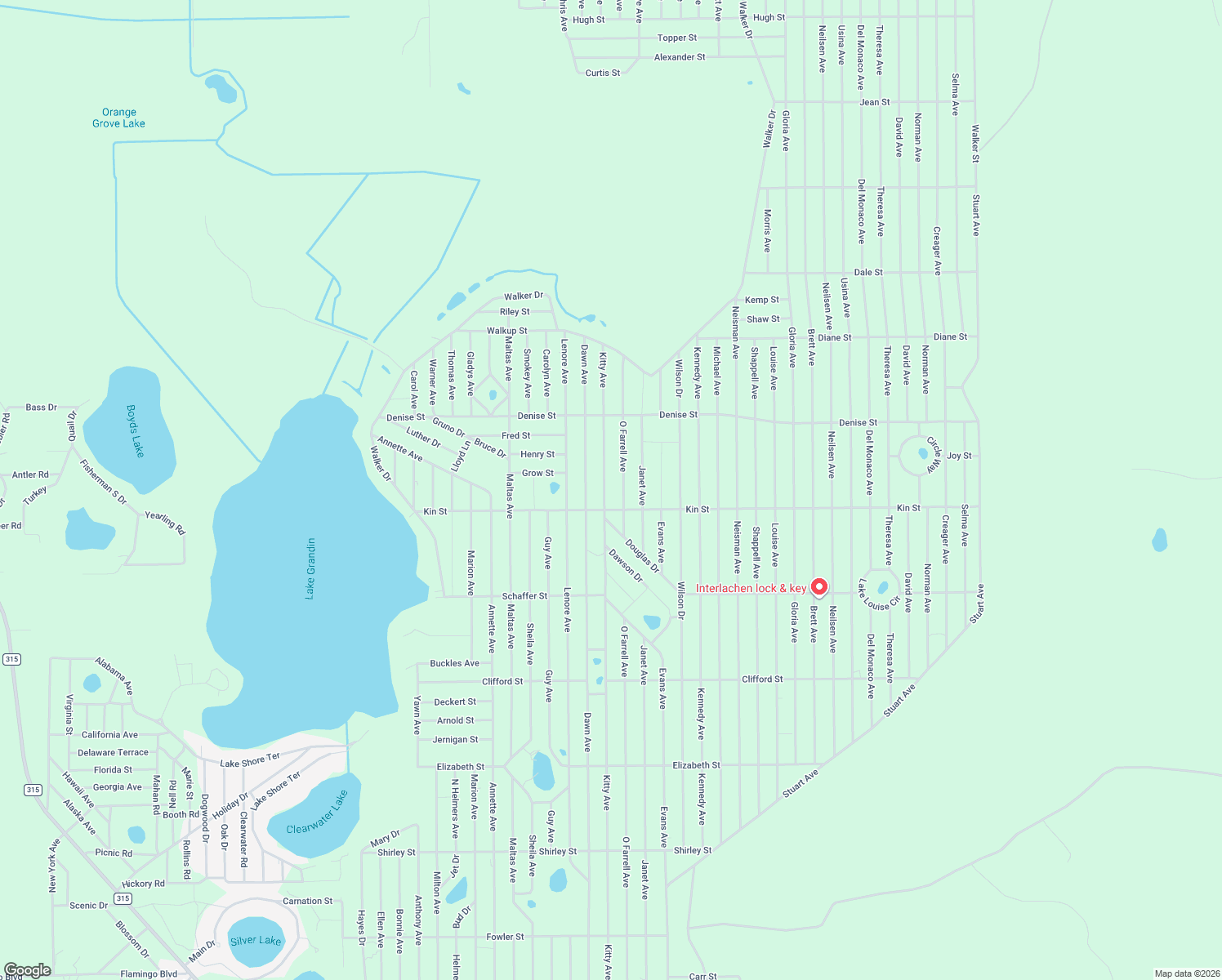 map of restaurants, bars, coffee shops, grocery stores, and more near 1006 Kitty Avenue in Interlachen