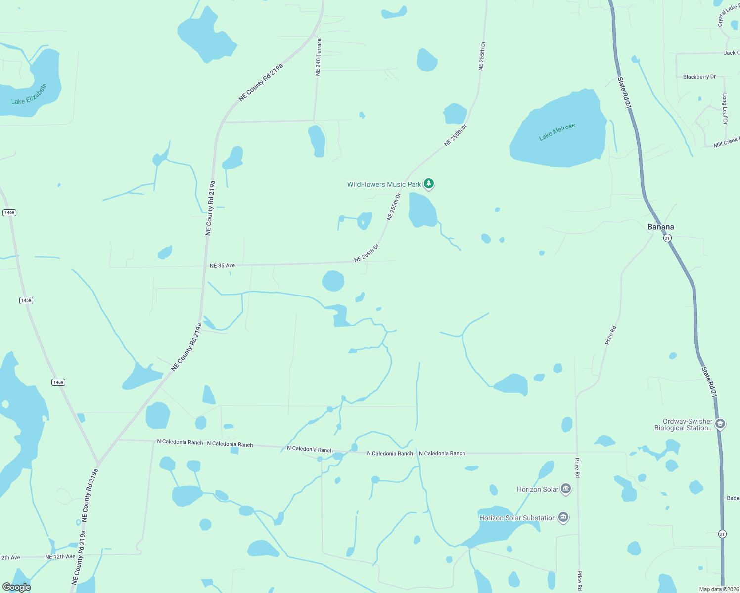map of restaurants, bars, coffee shops, grocery stores, and more near 24417 Northeast 35 Avenue in Melrose