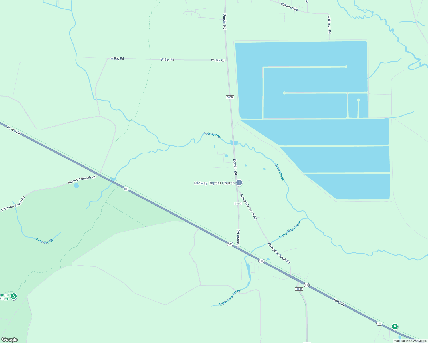 map of restaurants, bars, coffee shops, grocery stores, and more near 103 Little Rascals Lane in Palatka