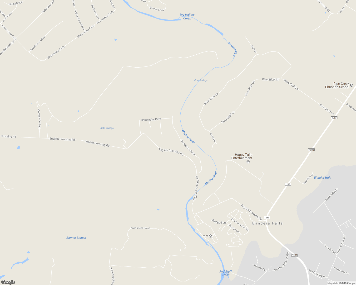 map of restaurants, bars, coffee shops, grocery stores, and more near 872 Comanche Path in Bandera