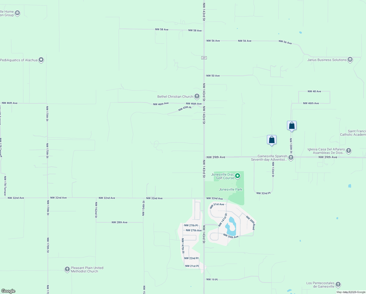 map of restaurants, bars, coffee shops, grocery stores, and more near 14621 Northwest 41st Avenue in Newberry