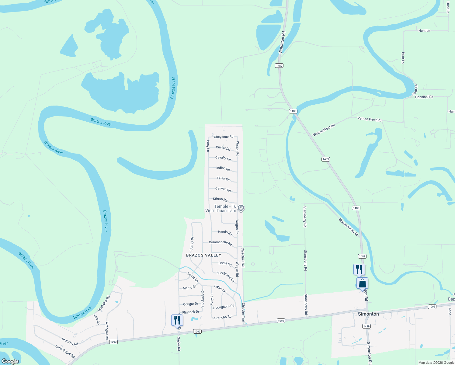 map of restaurants, bars, coffee shops, grocery stores, and more near 36605 Tejas Rd in Wallis