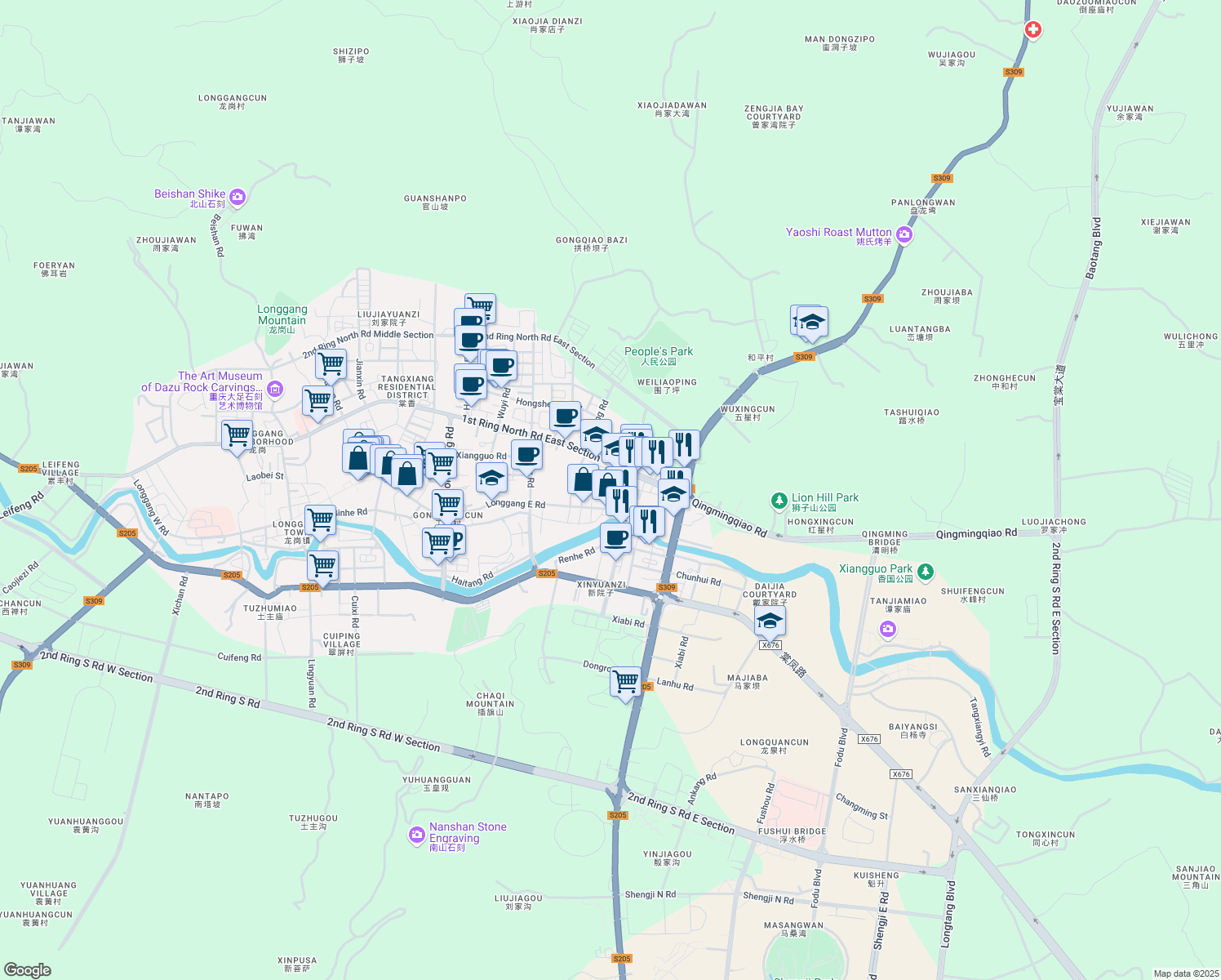 map of restaurants, bars, coffee shops, grocery stores, and more near in 