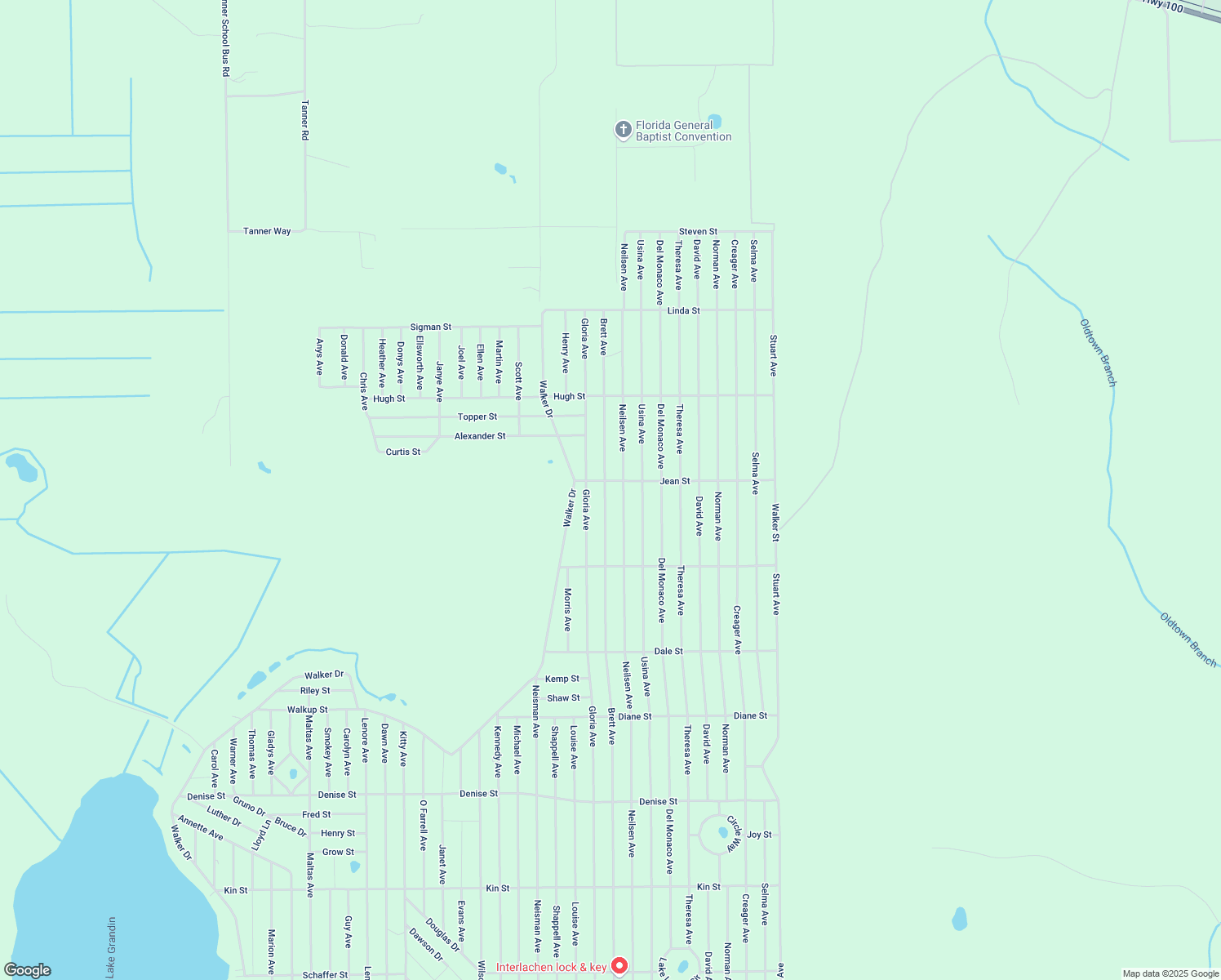 map of restaurants, bars, coffee shops, grocery stores, and more near 830 Brett Avenue in Interlachen