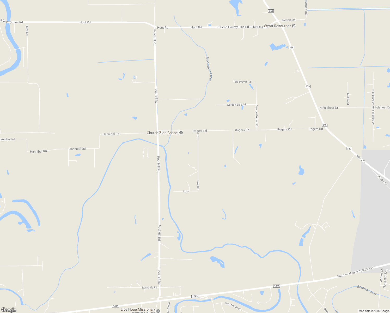 map of restaurants, bars, coffee shops, grocery stores, and more near 6909 Love Road in Fulshear