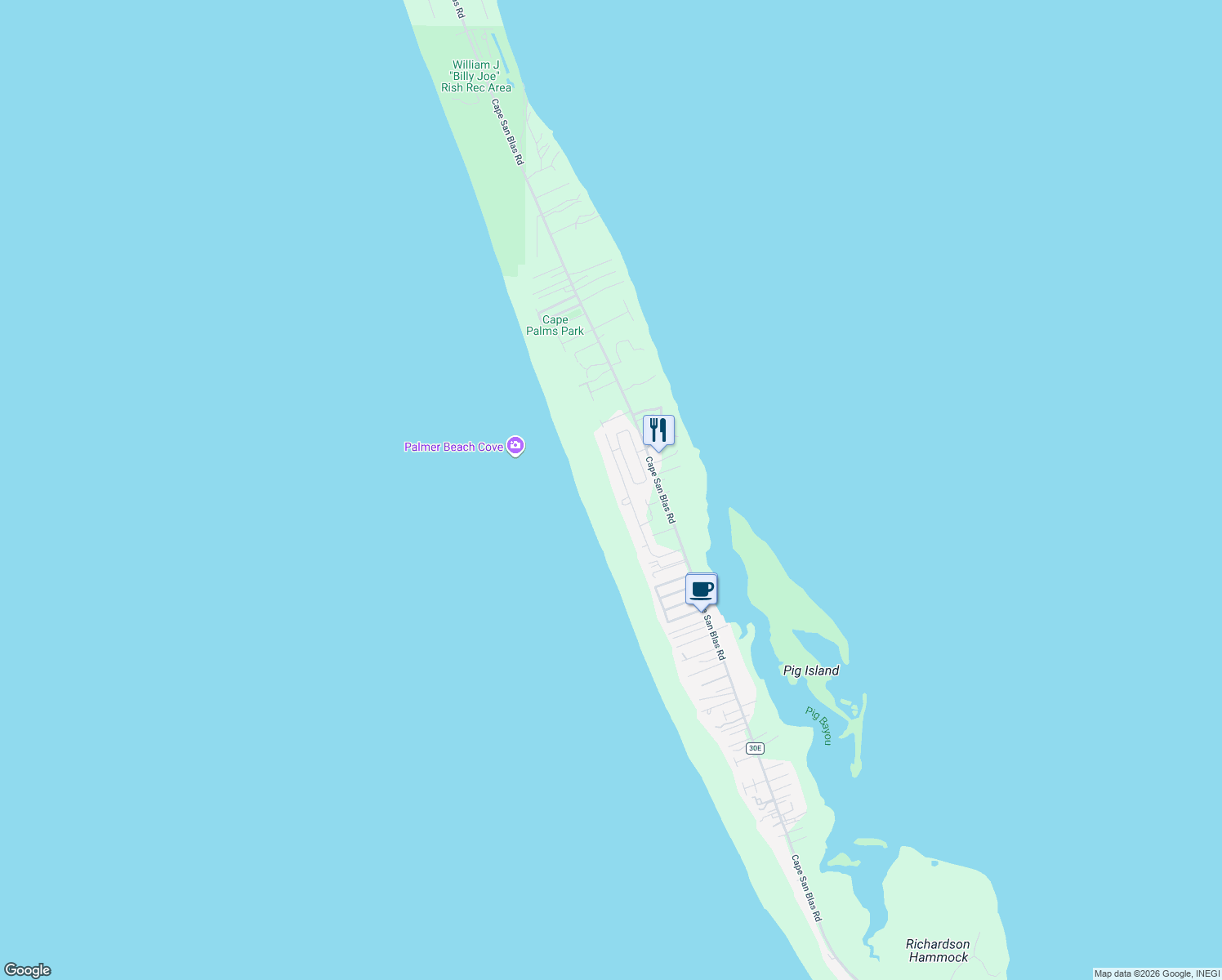 map of restaurants, bars, coffee shops, grocery stores, and more near 337 Haven Road in Port St. Joe