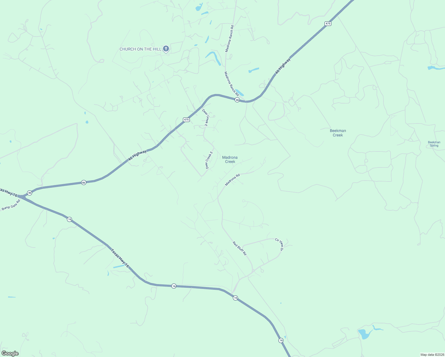map of restaurants, bars, coffee shops, grocery stores, and more near 1408 Red Bluff Road in Pipe Creek