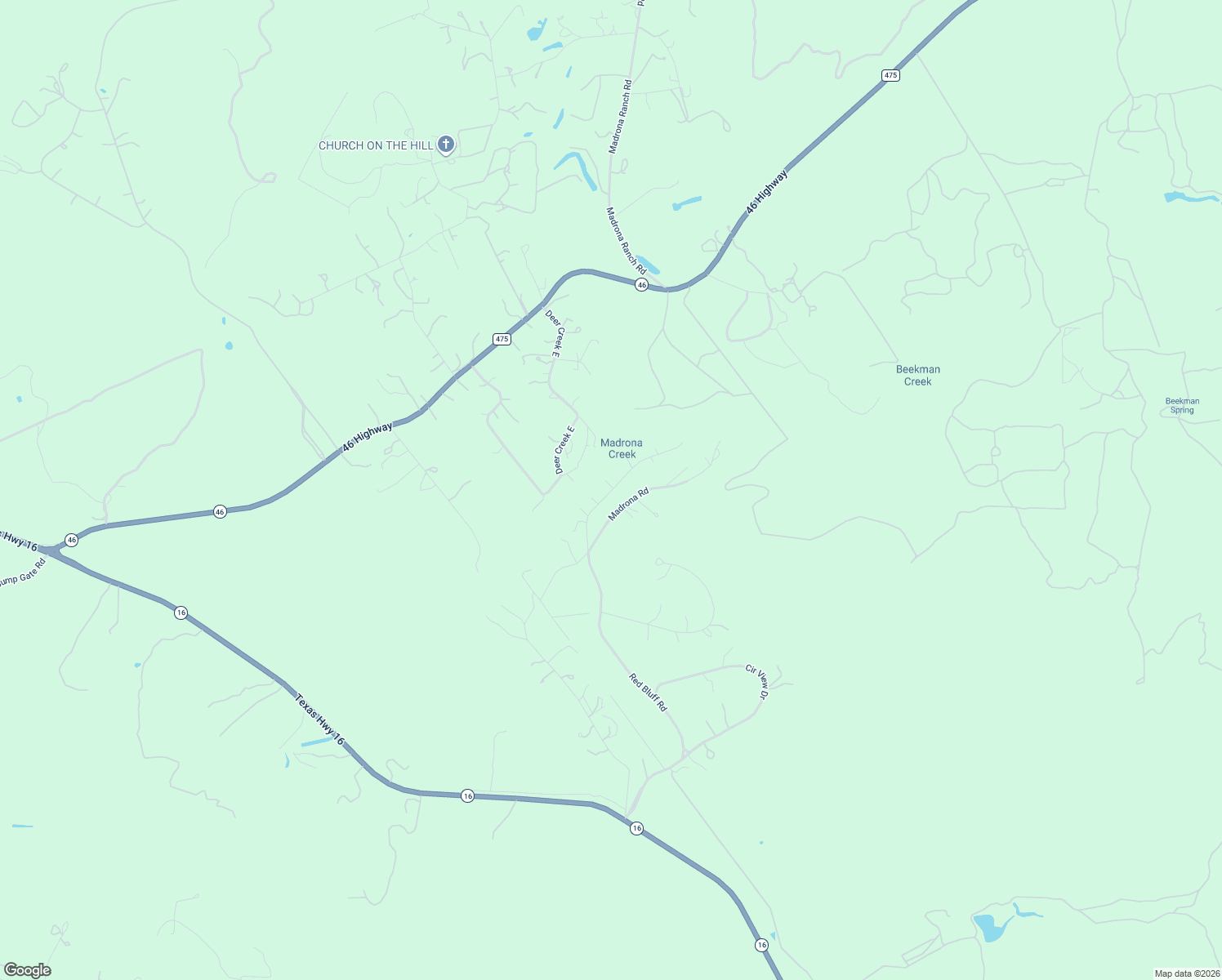 map of restaurants, bars, coffee shops, grocery stores, and more near 1408 Red Bluff Road in Pipe Creek
