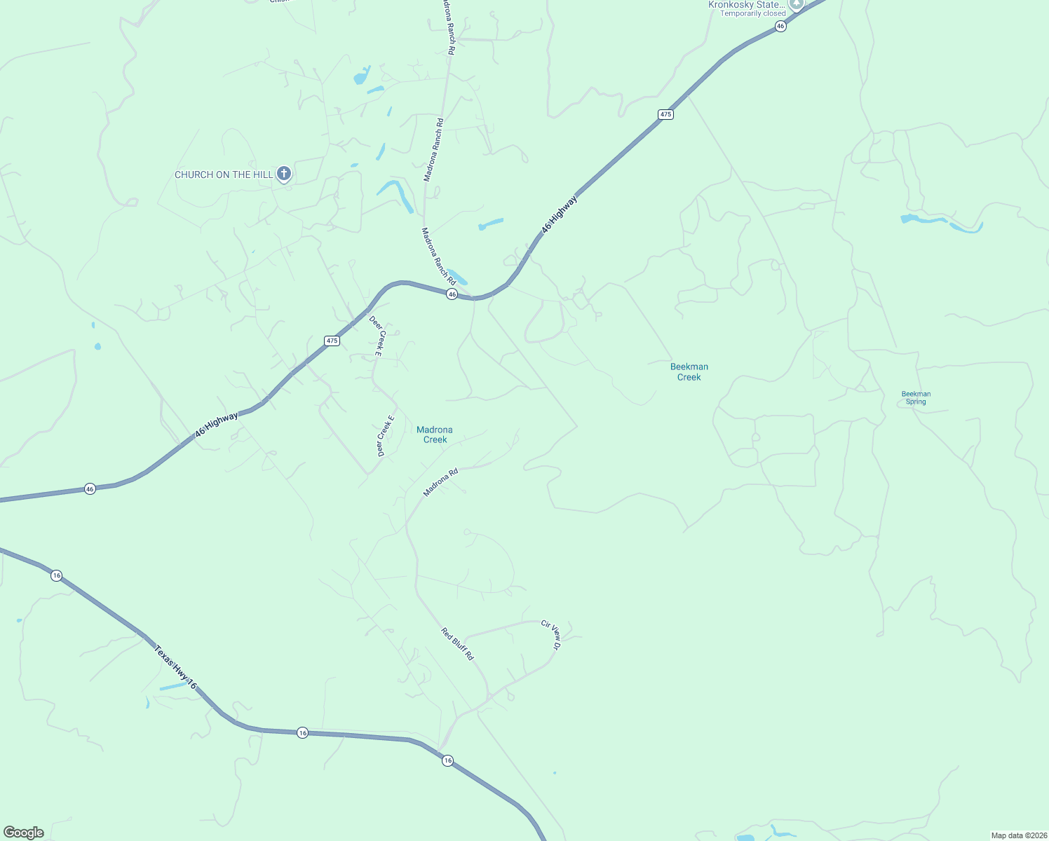 map of restaurants, bars, coffee shops, grocery stores, and more near 952 Madrona Road in Pipe Creek