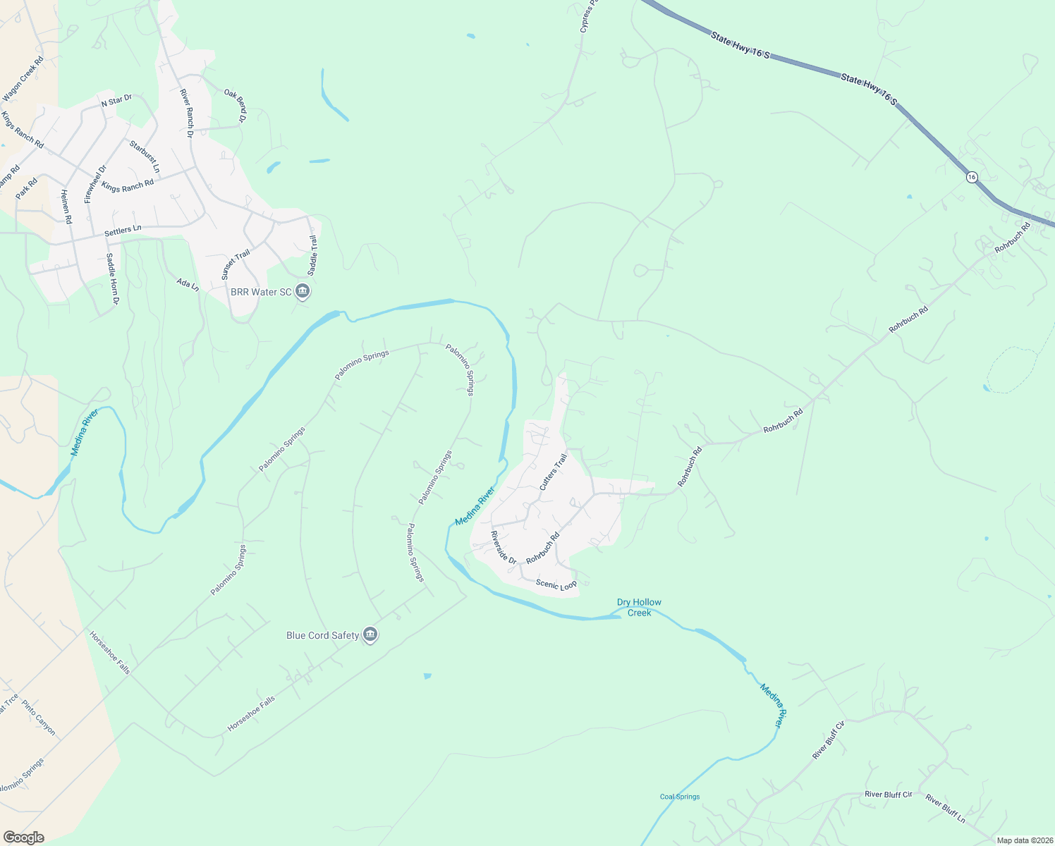 map of restaurants, bars, coffee shops, grocery stores, and more near 699 Riverside Drive in Pipe Creek