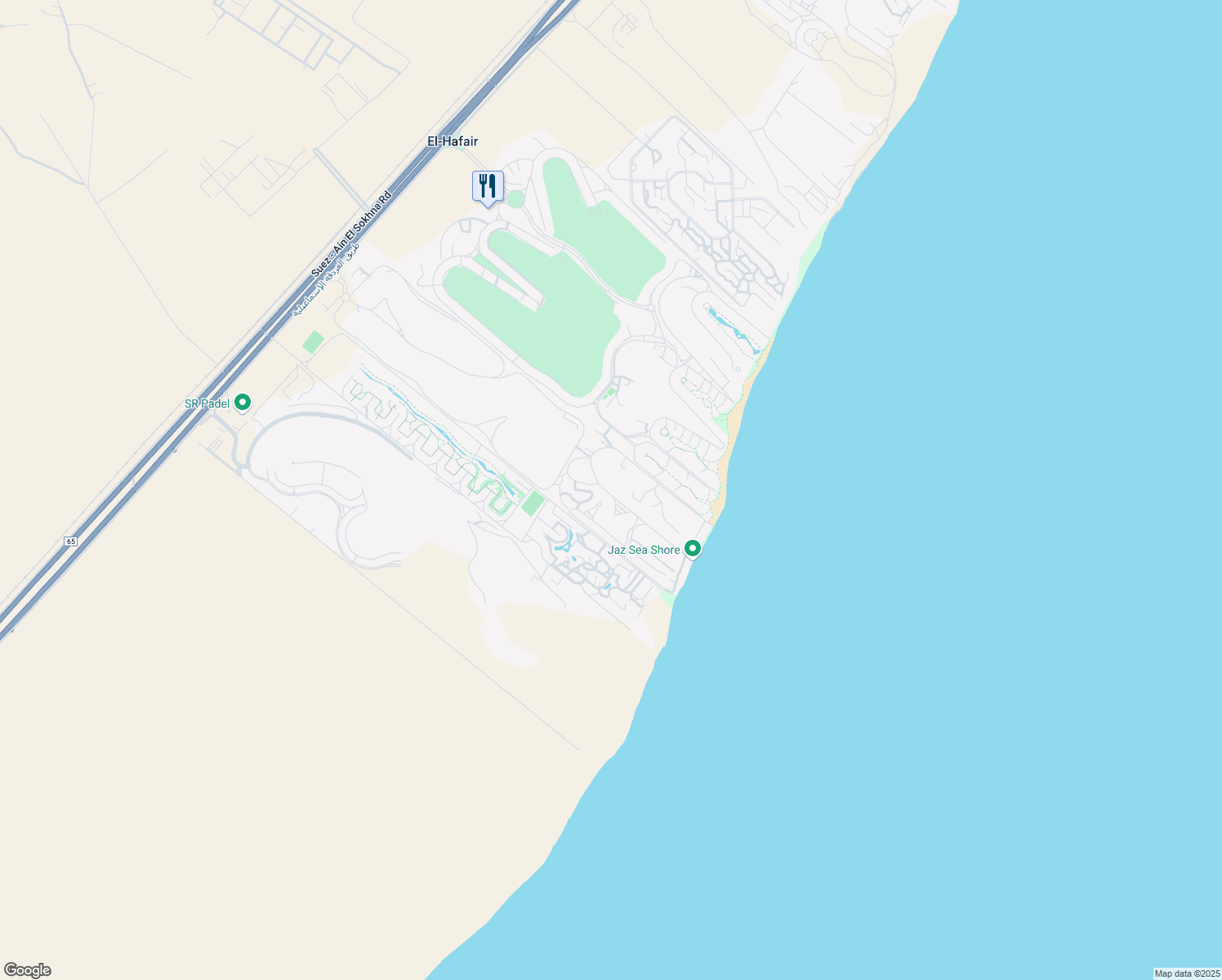 map of restaurants, bars, coffee shops, grocery stores, and more near Suez - Ain El Sokhna Road in Attaka