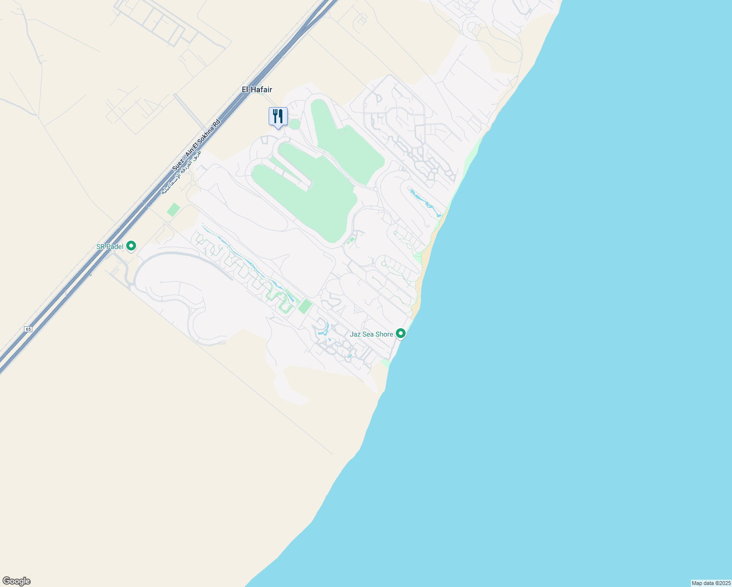 map of restaurants, bars, coffee shops, grocery stores, and more near Suez - Ain El Sokhna Road in Attaka