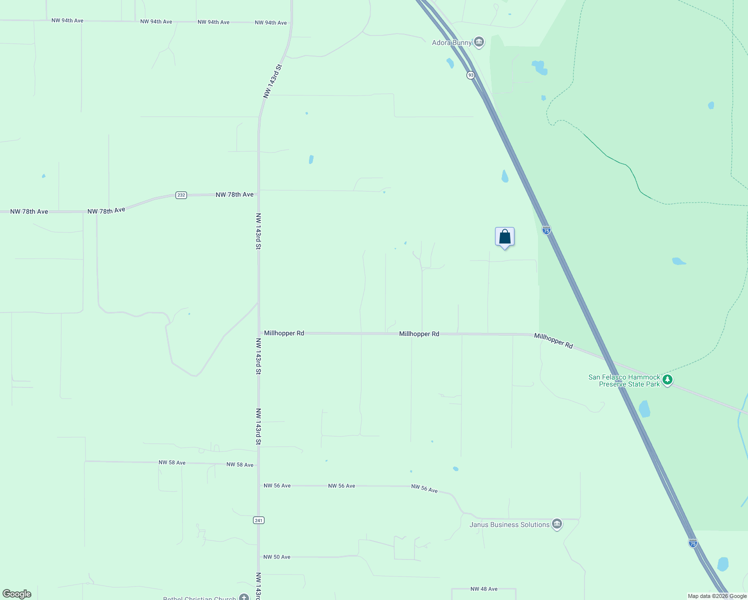 map of restaurants, bars, coffee shops, grocery stores, and more near 7115 Northwest 136th Street in Gainesville
