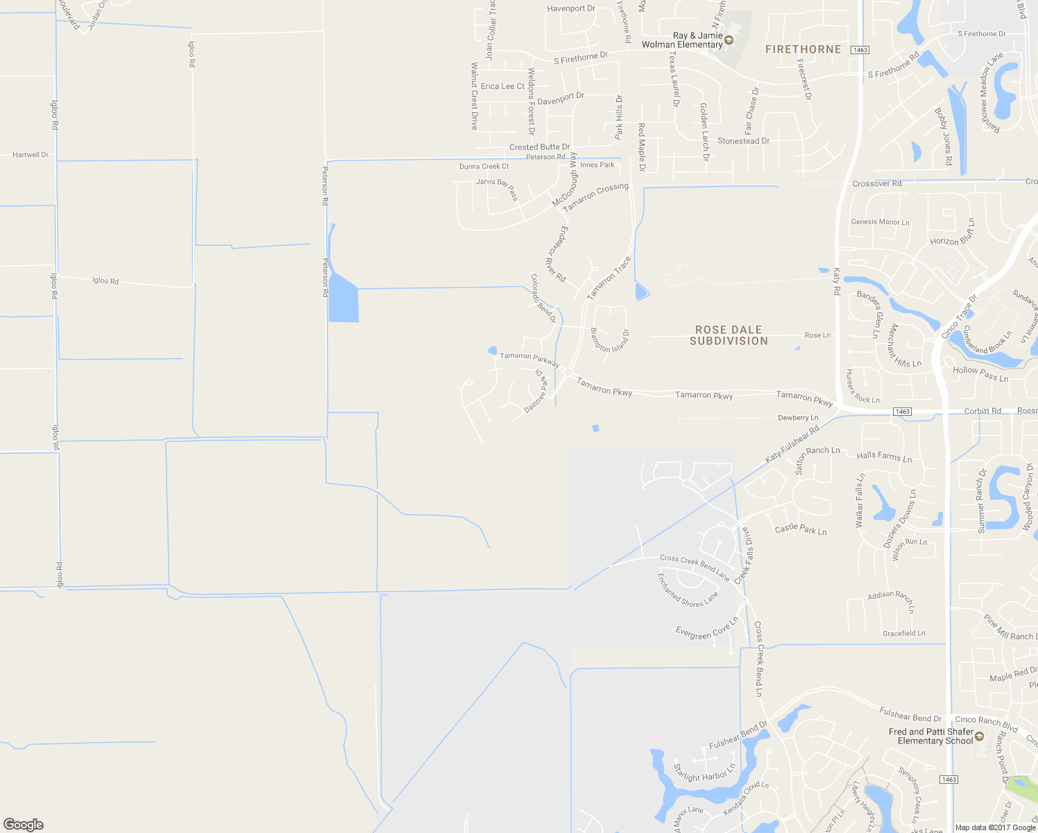 map of restaurants, bars, coffee shops, grocery stores, and more near Daintree Park Drive in Fulshear