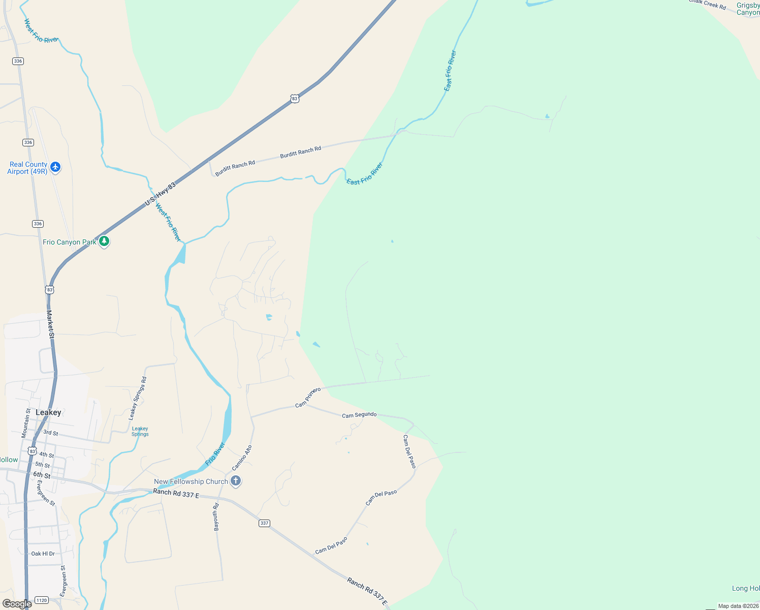 map of restaurants, bars, coffee shops, grocery stores, and more near 322 Camino del Norte in Leakey