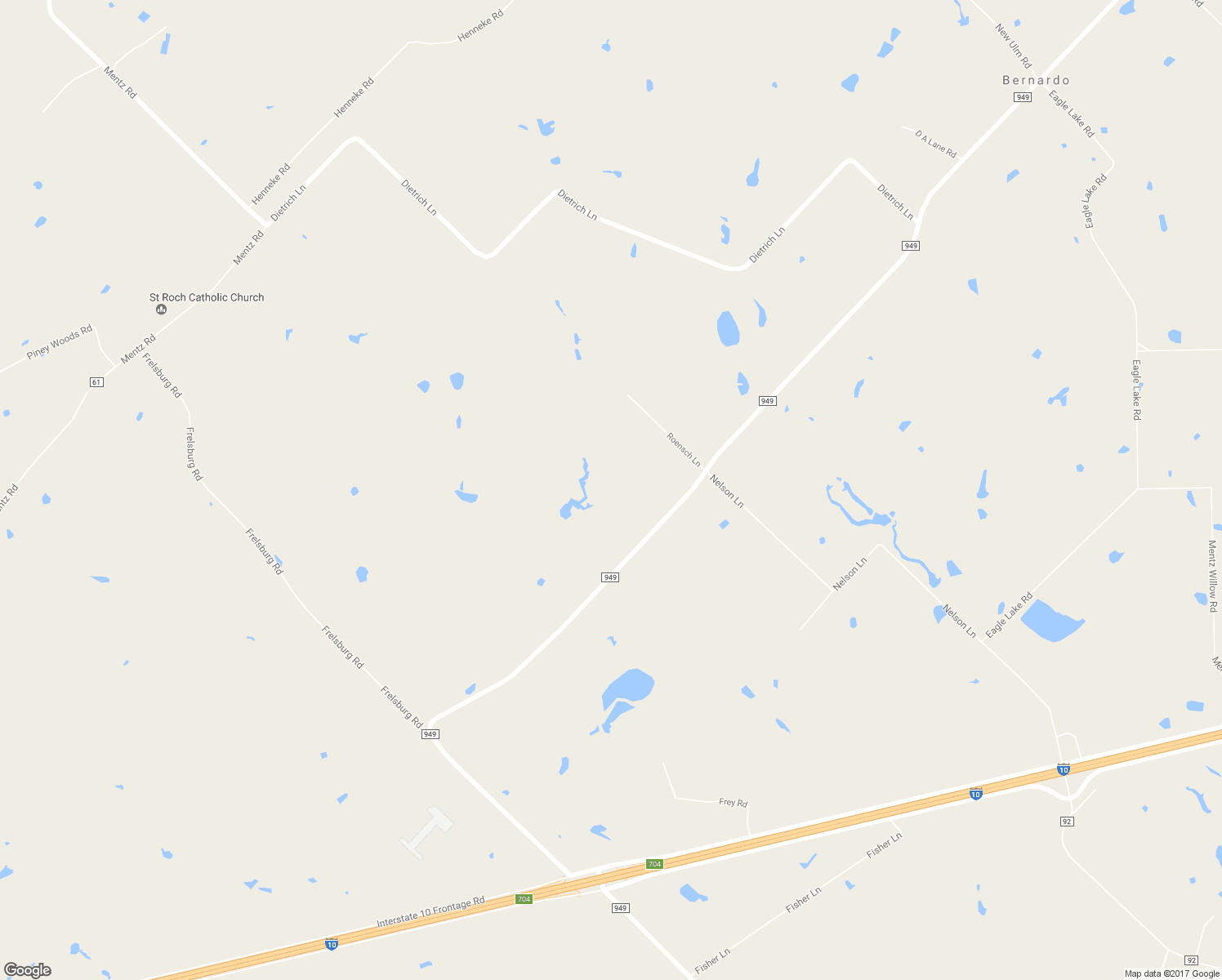 map of restaurants, bars, coffee shops, grocery stores, and more near 2463 Farm to Market Road 949 in Cat Spring