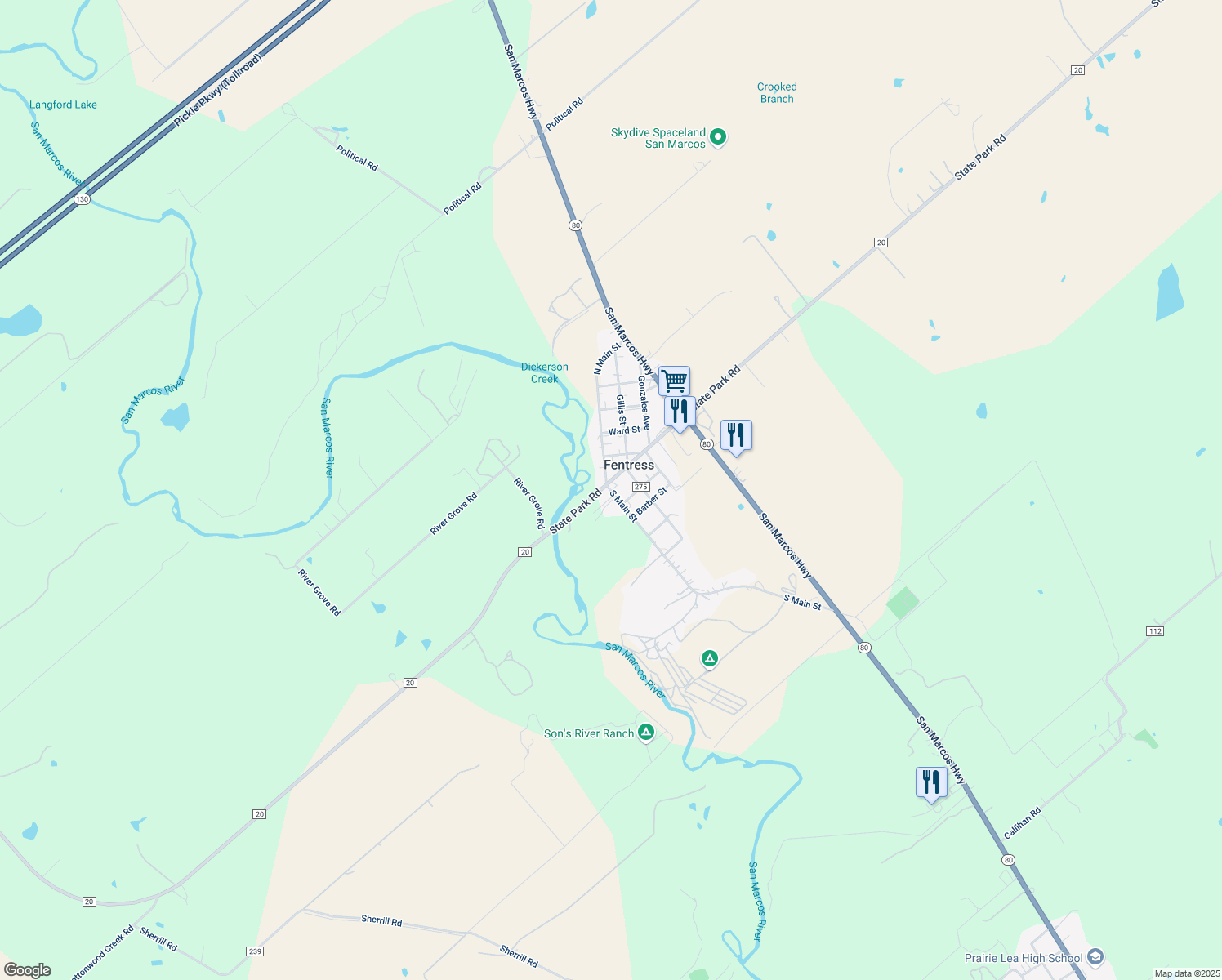 map of restaurants, bars, coffee shops, grocery stores, and more near 64 South Main Street in Maxwell