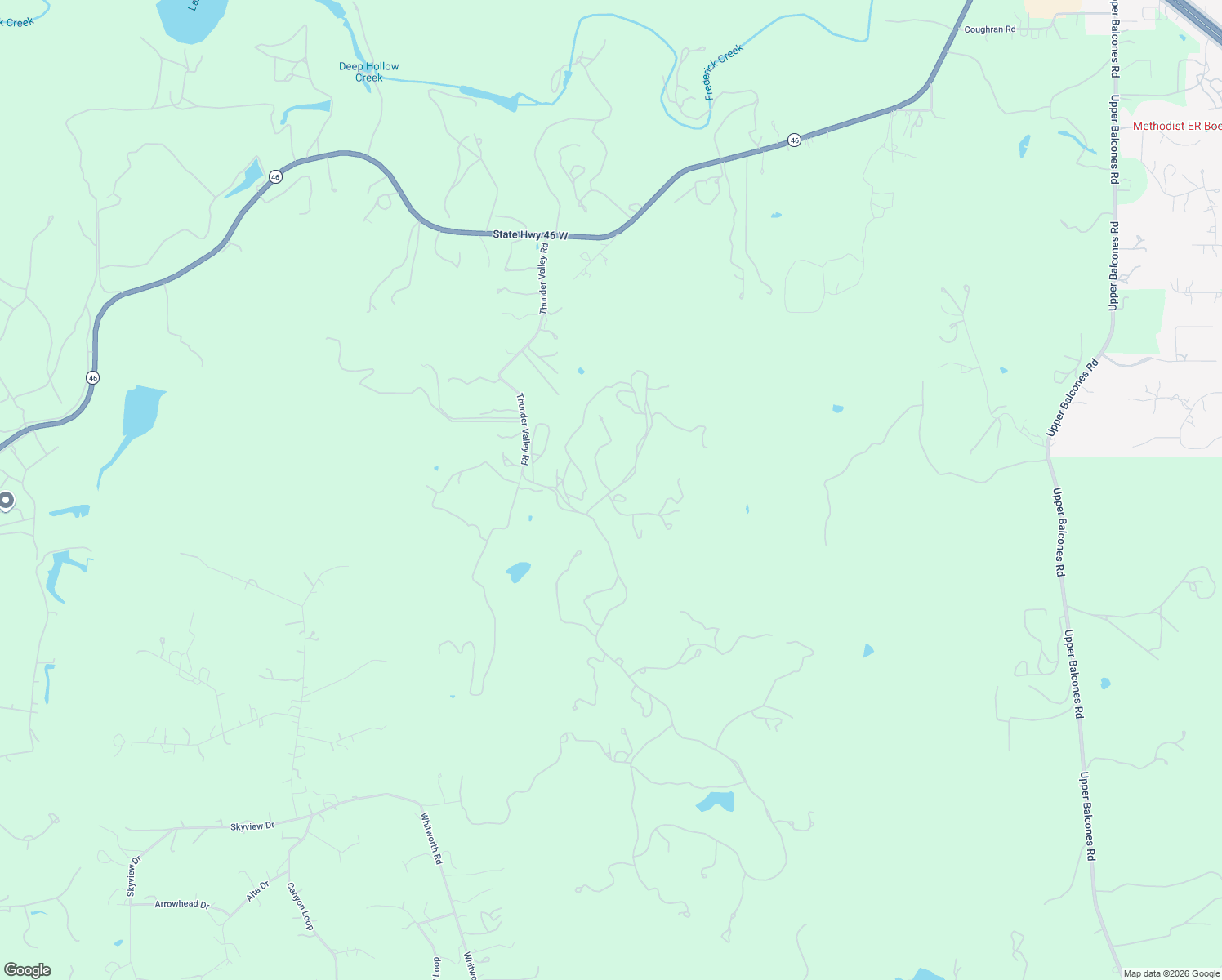 map of restaurants, bars, coffee shops, grocery stores, and more near 4 Thunder Road in Boerne