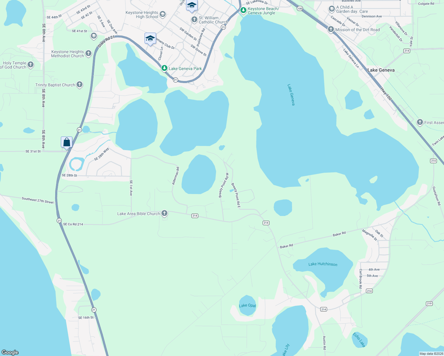 map of restaurants, bars, coffee shops, grocery stores, and more near 7972 Breezy Point Road West in Melrose