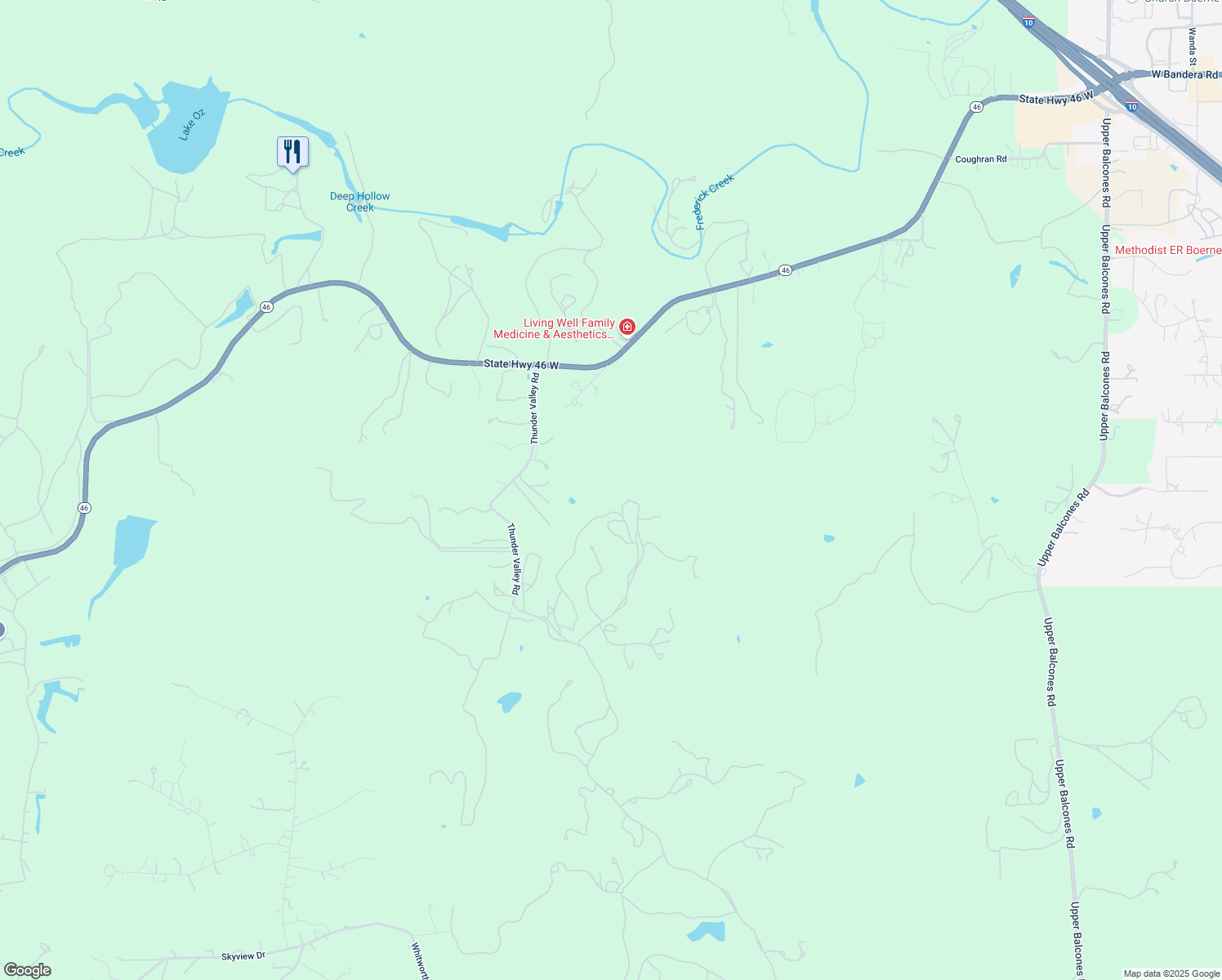map of restaurants, bars, coffee shops, grocery stores, and more near 11 Maytum Pass in Boerne