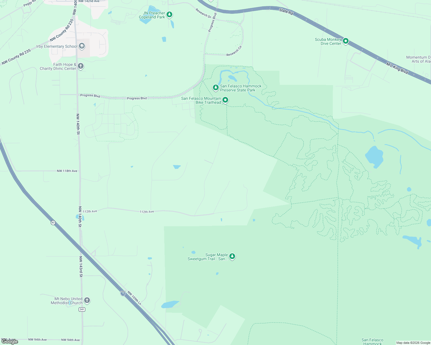 map of restaurants, bars, coffee shops, grocery stores, and more near 11817 Northwest 122nd Terrace in Alachua