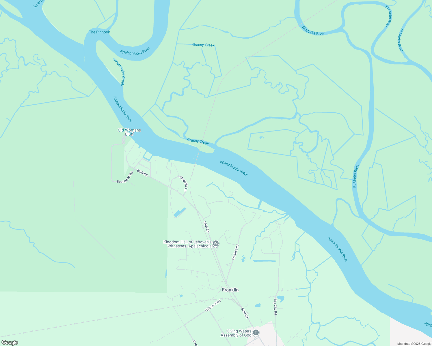 map of restaurants, bars, coffee shops, grocery stores, and more near 125 Whip Por Will Road in Apalachicola