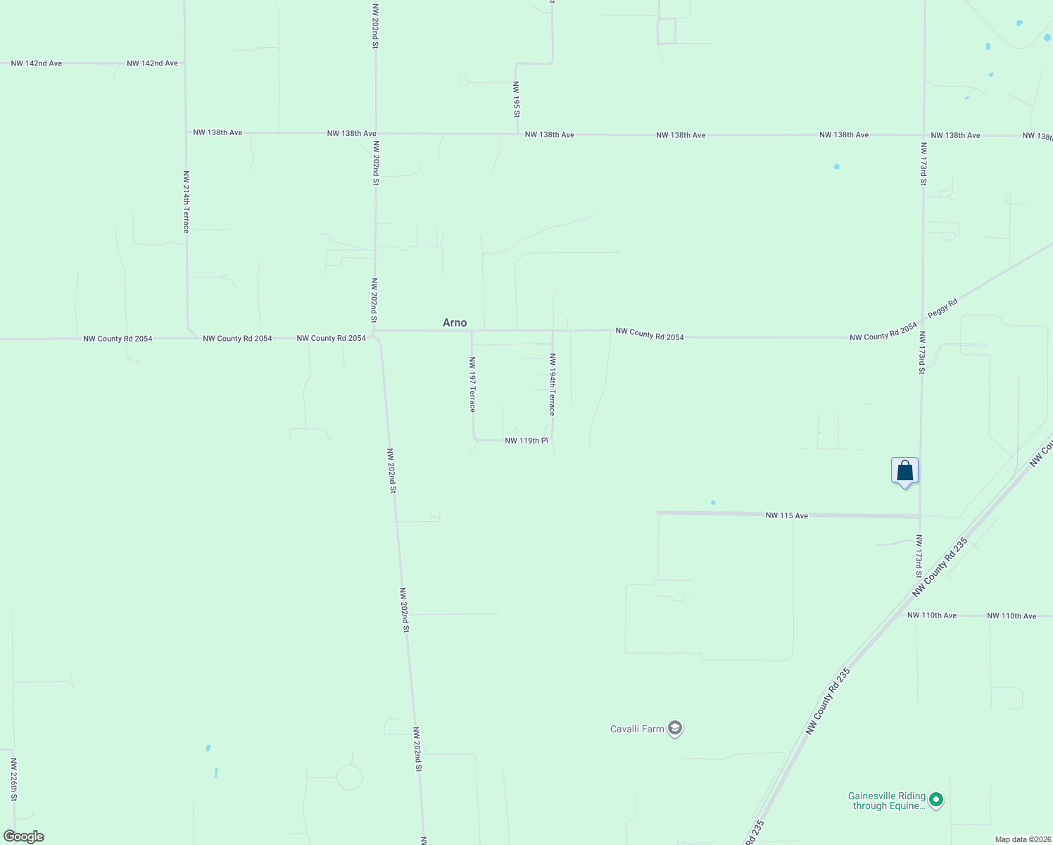map of restaurants, bars, coffee shops, grocery stores, and more near 19604 Northwest 119th Place in Alachua