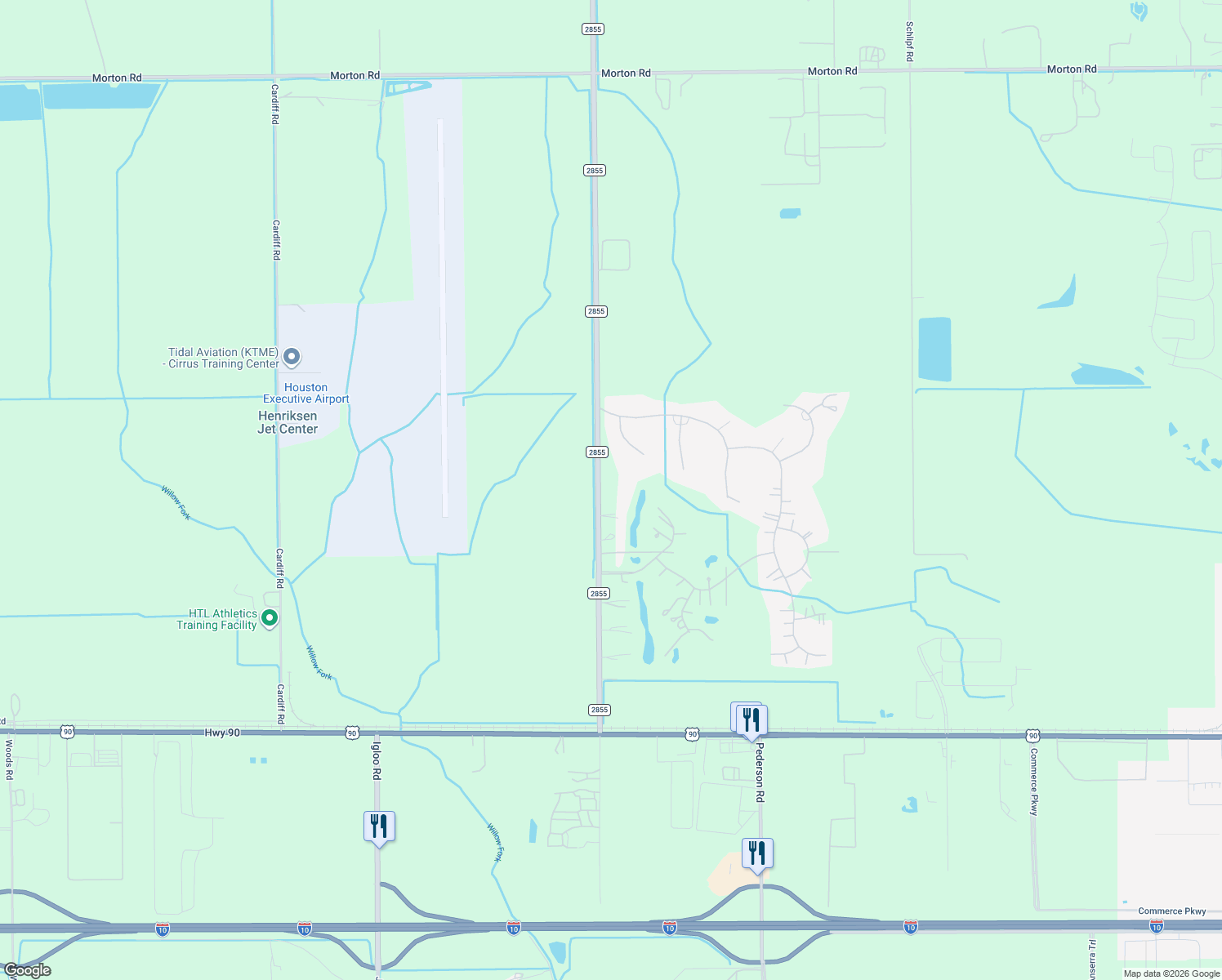 map of restaurants, bars, coffee shops, grocery stores, and more near 1550 Farm to Market 2855 in Katy