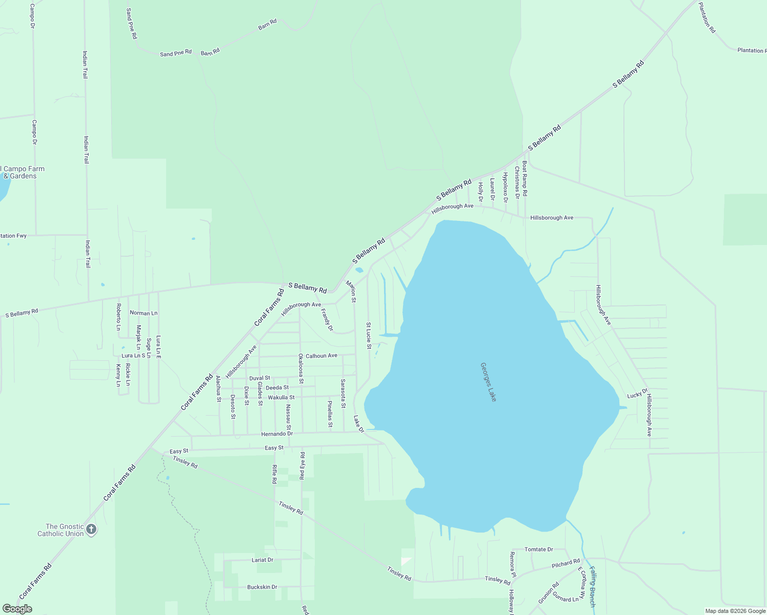 map of restaurants, bars, coffee shops, grocery stores, and more near 128 Santa Rosa Street in Florahome