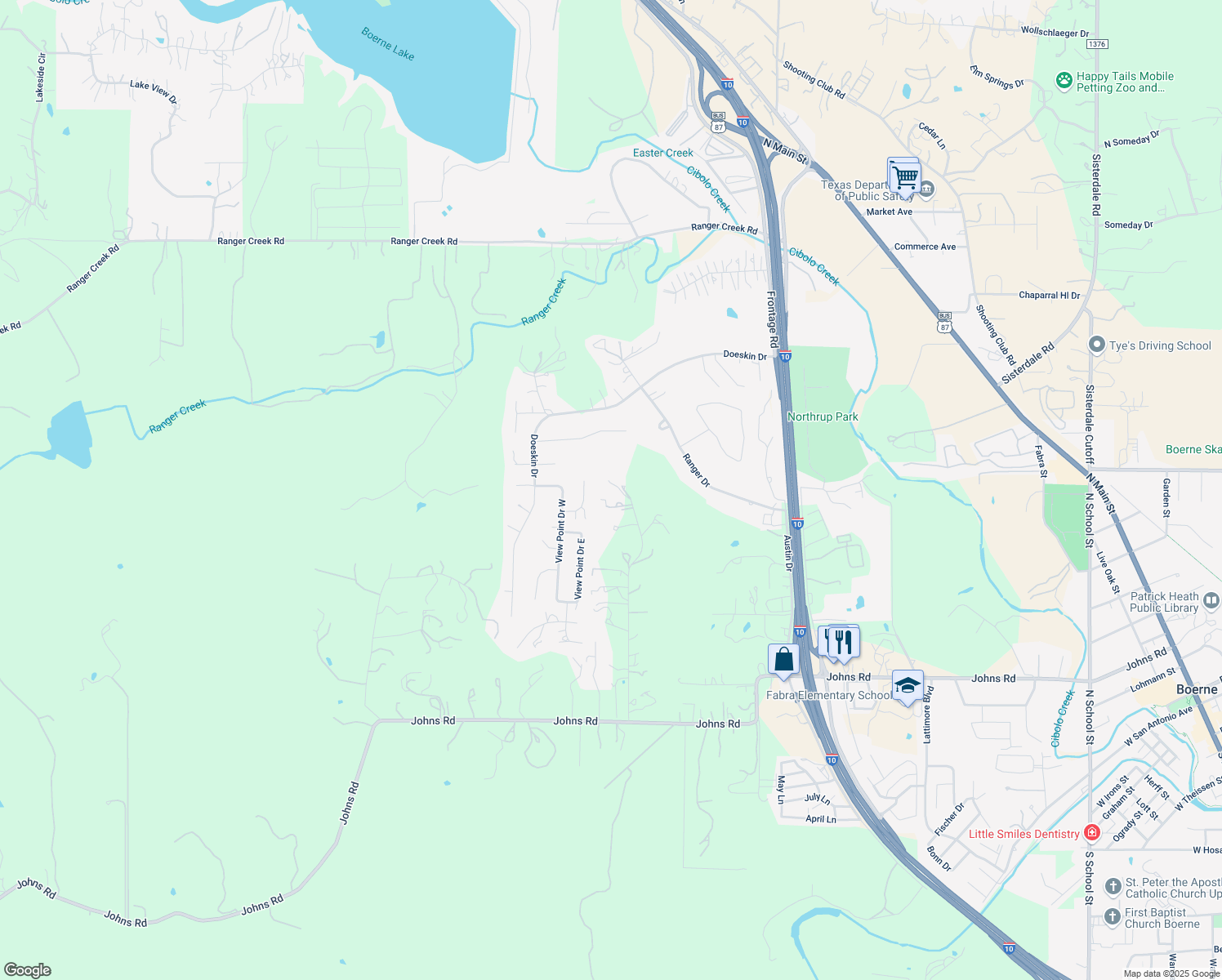 map of restaurants, bars, coffee shops, grocery stores, and more near 41 J Williams Rd in Boerne