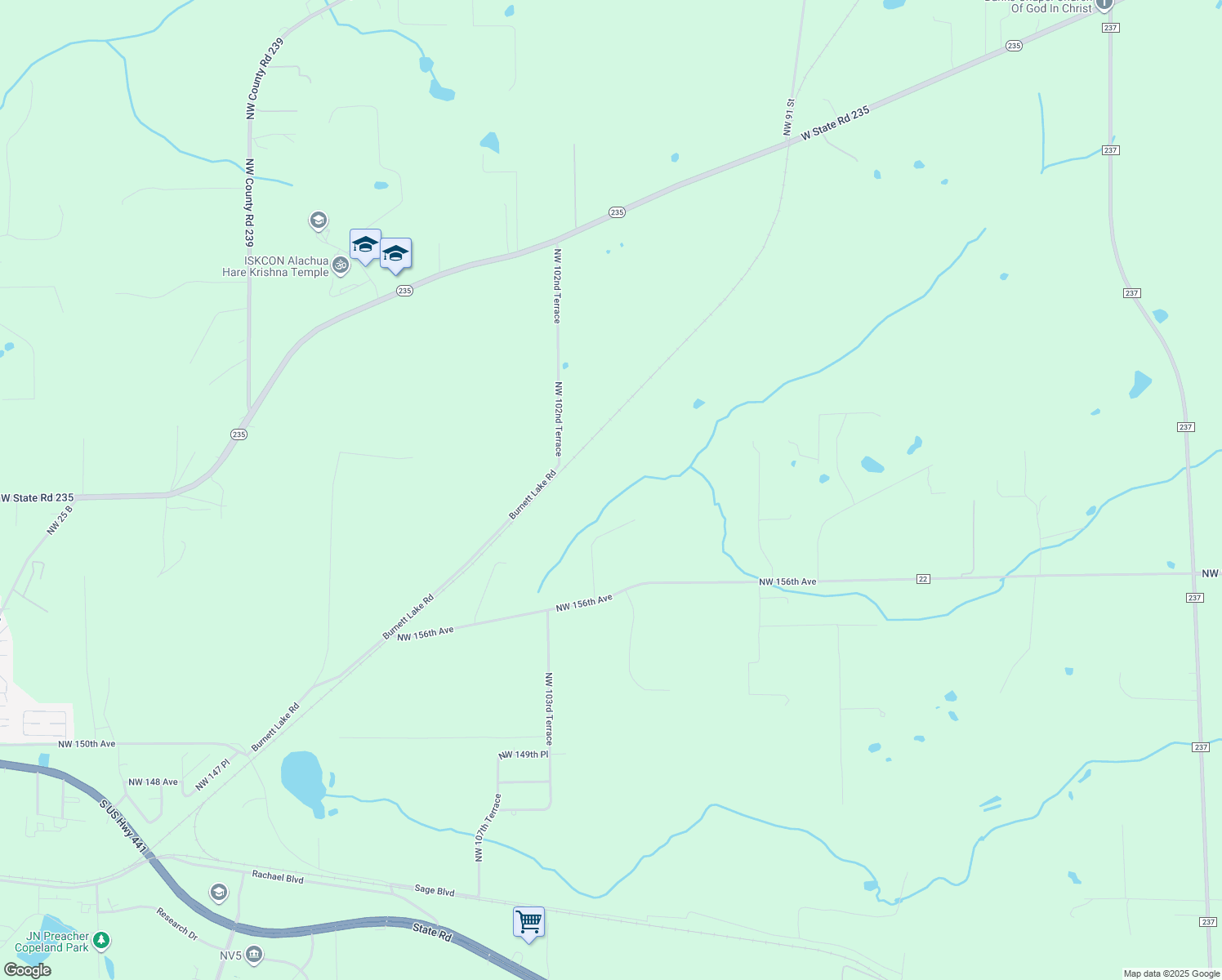 map of restaurants, bars, coffee shops, grocery stores, and more near 10106 Northwest 156th Avenue in Alachua