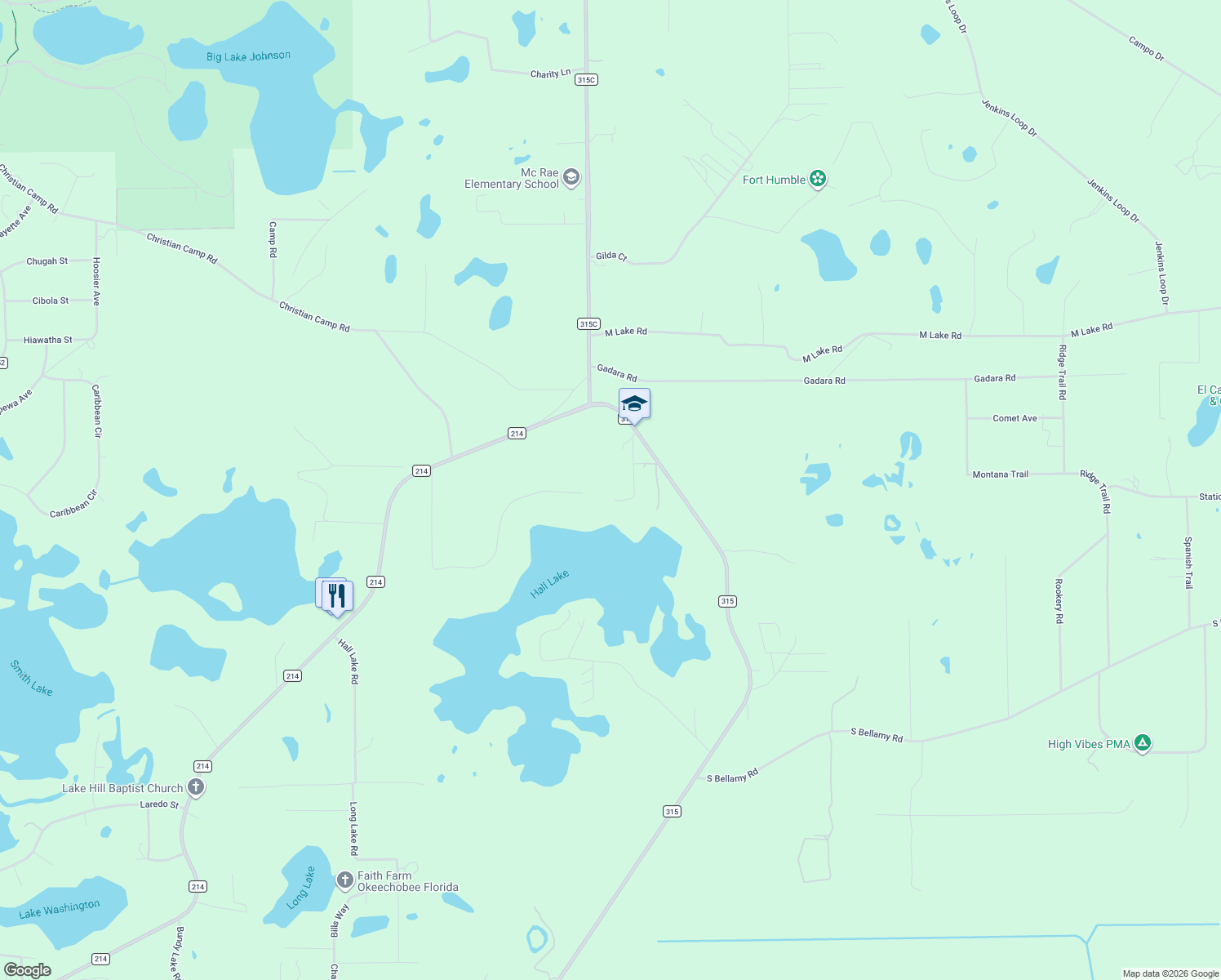 map of restaurants, bars, coffee shops, grocery stores, and more near 7173 West R Thomas Road in Keystone Heights