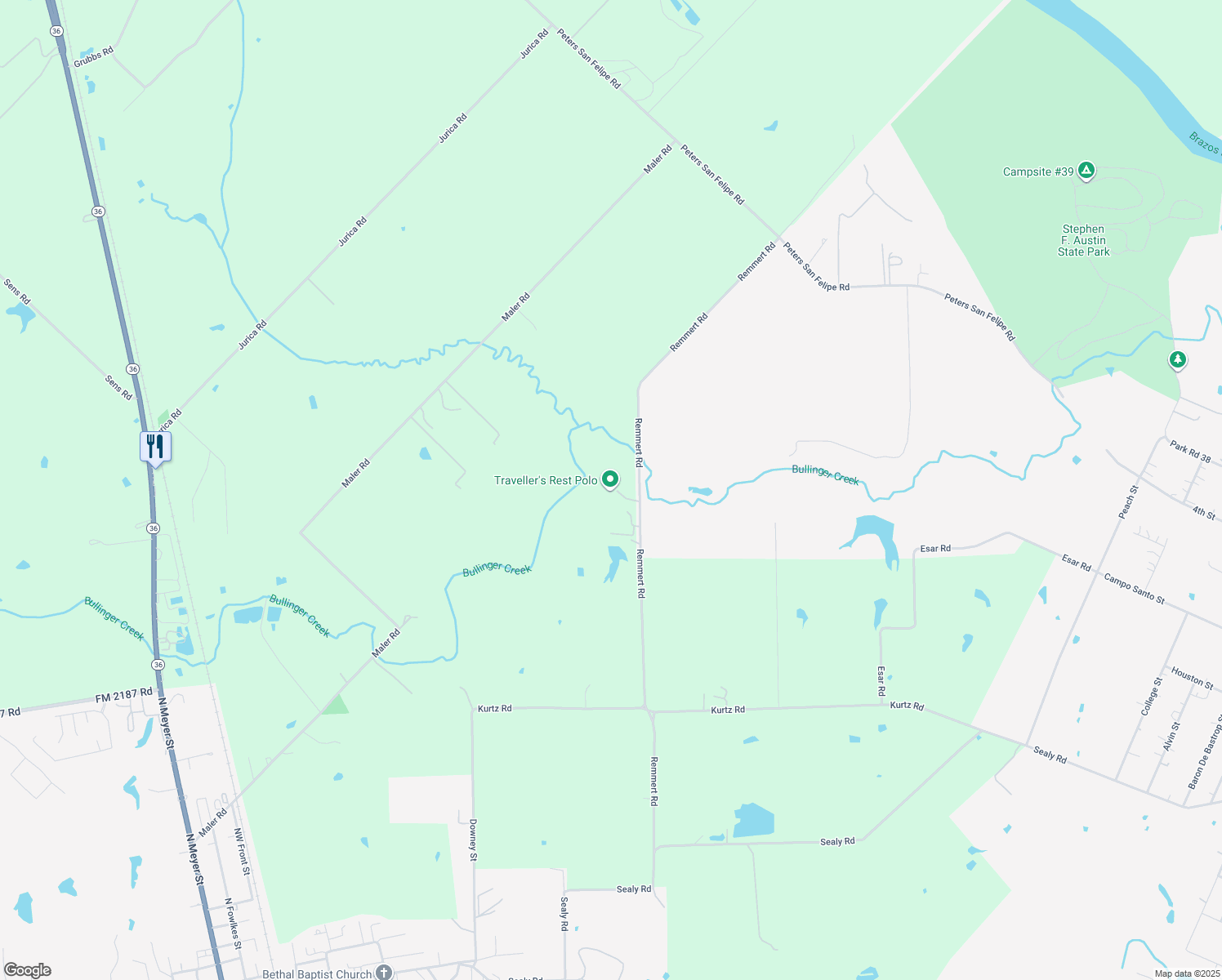 map of restaurants, bars, coffee shops, grocery stores, and more near 3057 Remmert Road in Sealy