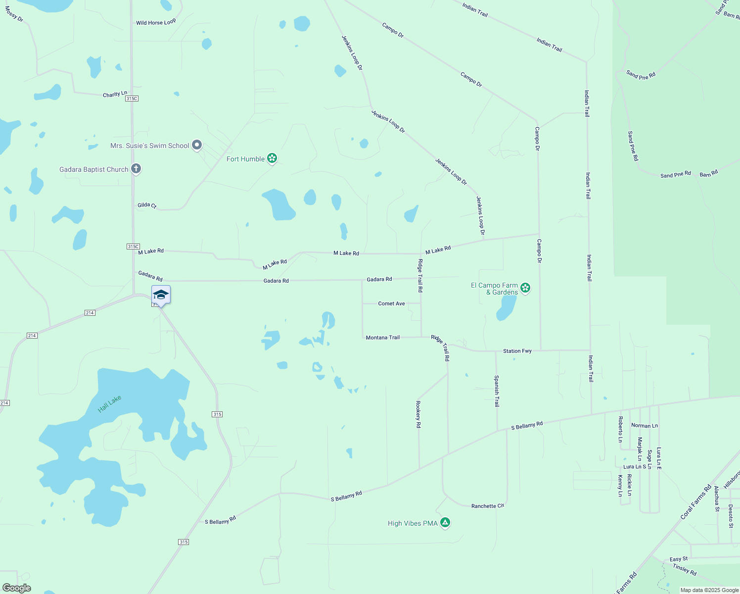 map of restaurants, bars, coffee shops, grocery stores, and more near 7095 Montana Trail in Keystone Heights