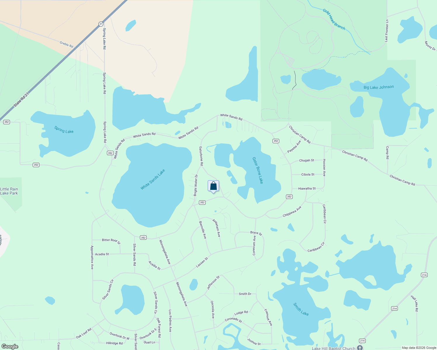 map of restaurants, bars, coffee shops, grocery stores, and more near 7035 Gatorbone Road in Keystone Heights