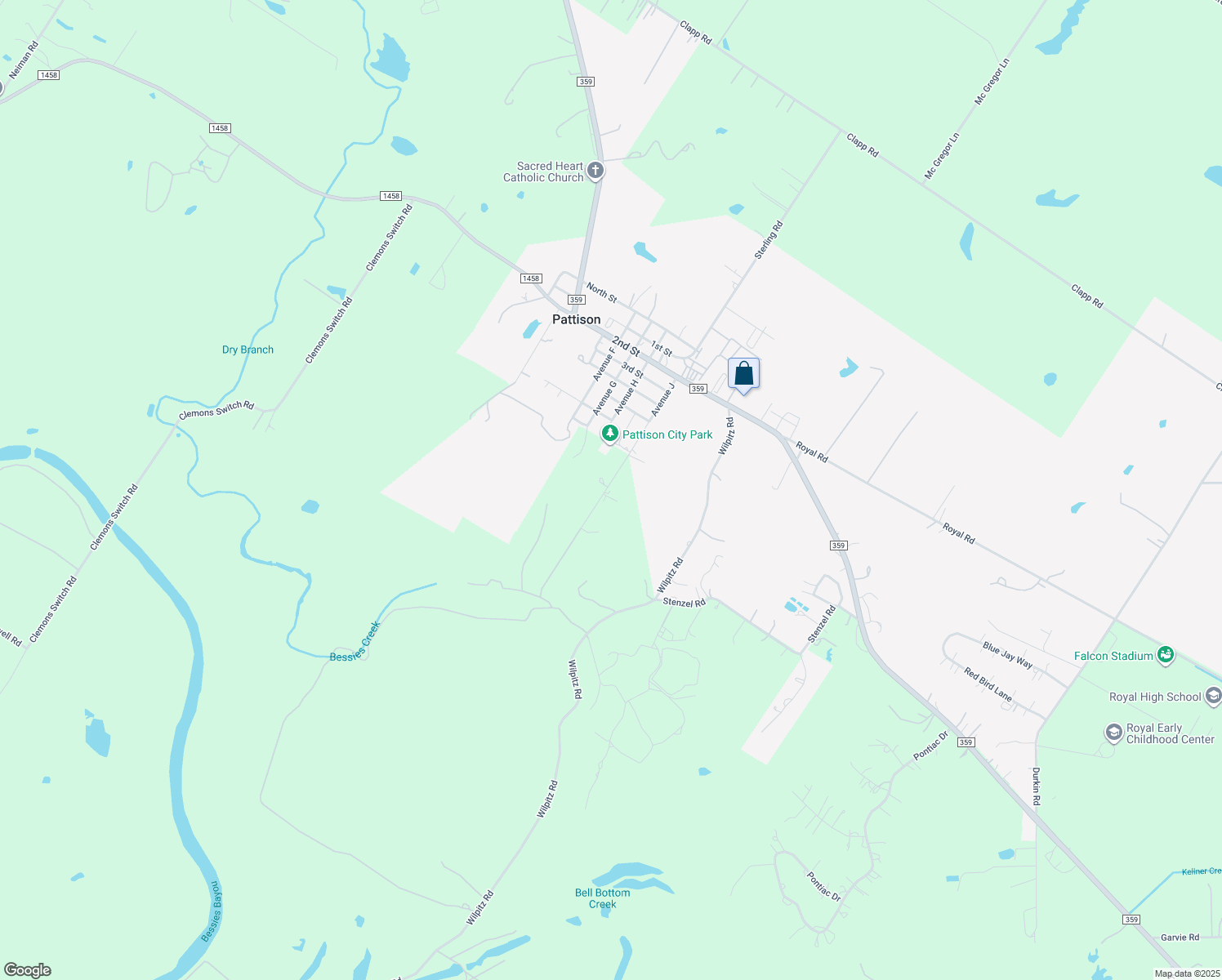 map of restaurants, bars, coffee shops, grocery stores, and more near 3306 Avenue J in Pattison